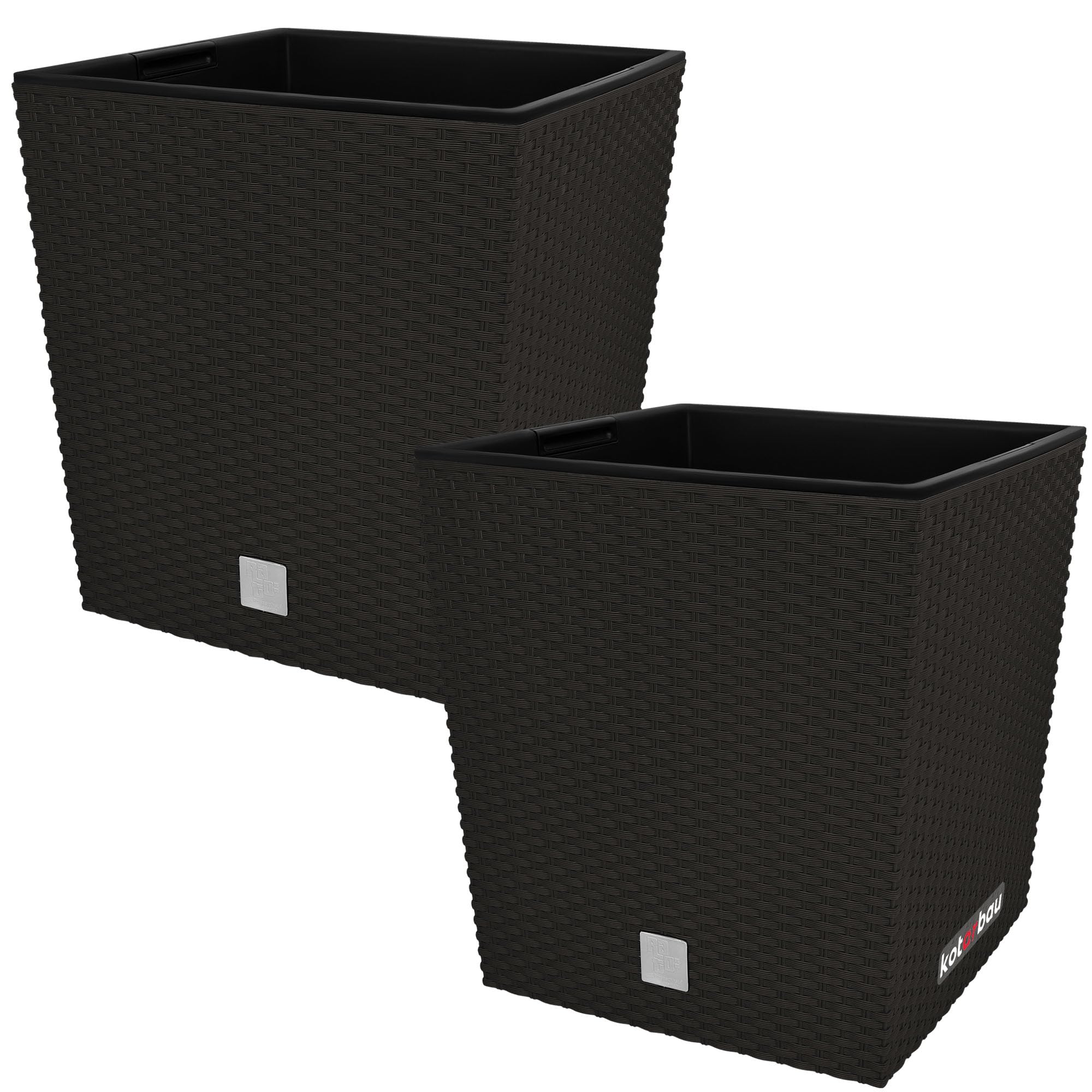 KOTARBAU® Macetero con Maceta Interior, 260 mm, Ratan sintético, Antracita - Gris Oscuro, Maceta Rato con patrón de Trenzado Que imita el Mimbre, Maceta Interior separada, extraíble, Cesta — view 47