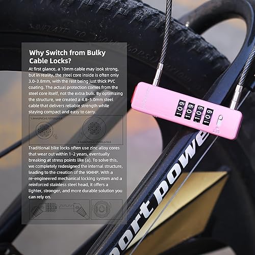 Miniatura 7 de Candado combinado de cable, candados de combinación de 4 dígitos para exteriores, puerta de cerca, maleta de viaje, cerradura en U de cable delgado
