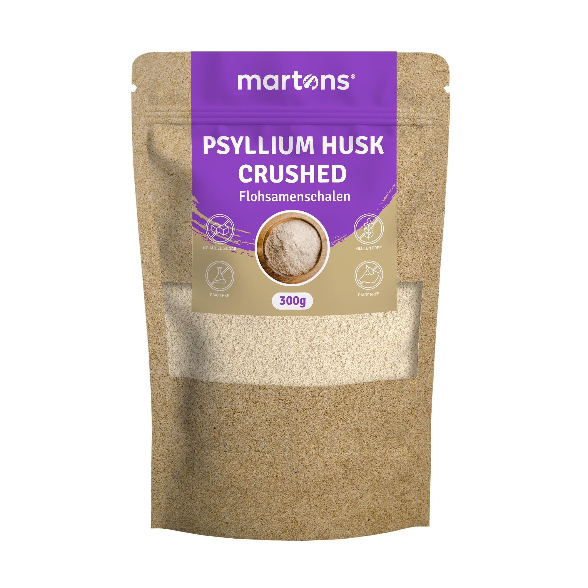Psyllium Husk 300 g – Fein gemahlene Flohsamenschalen | Ideal zum Backen & Binden | Martons