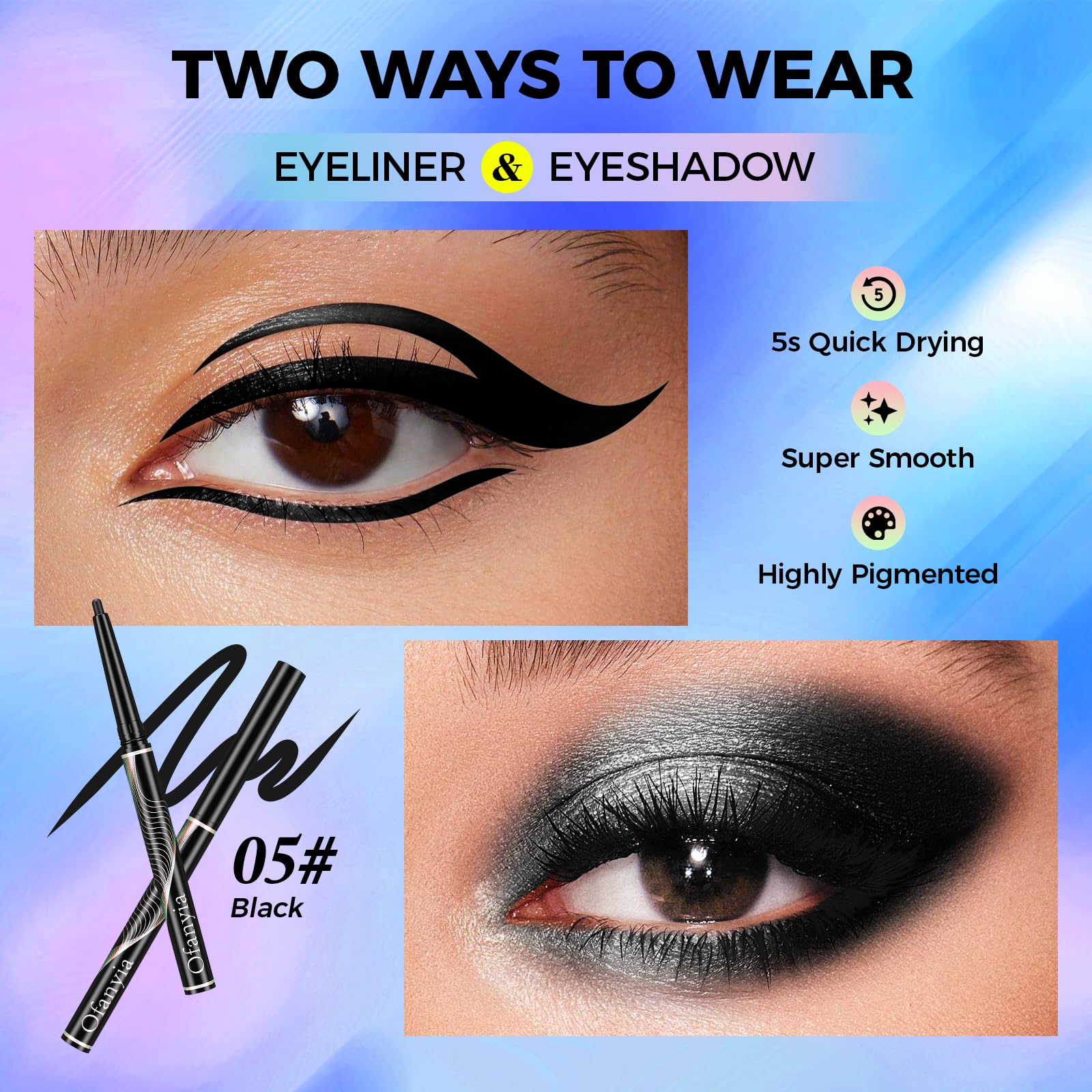 Greyghost Matita Eyeliner Retrattile Multicolore, Eye Liner Waterproof Smudge Proof Metallic Eyeliner Pen 24h Long-Lasting Gel Eyeliner High Pigmented Eyeliner Pencil (#05)