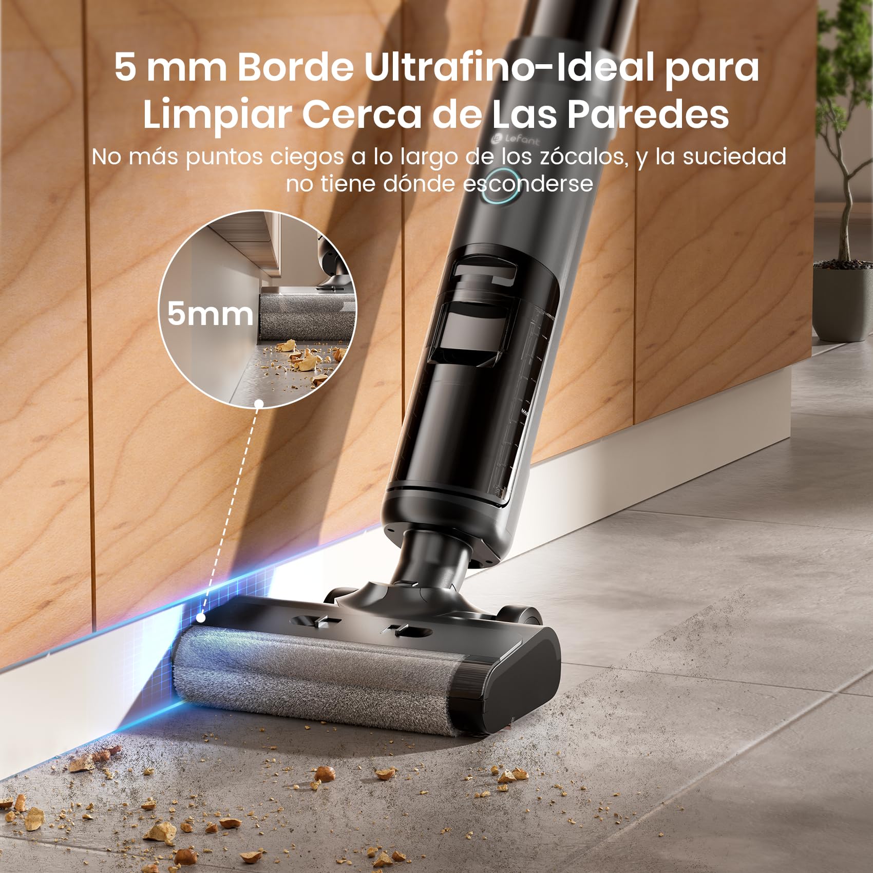 LEFANT LS200 Aspiradora Sin Cable,Aspiradora Vertical en Seco Húmedo con Batería,13 000 Pa, 216㎡, Depósito de Agua de 700 ml, 3 en 1 Barre Aspira Friega, 30 Min de Autonomía, Autolavado