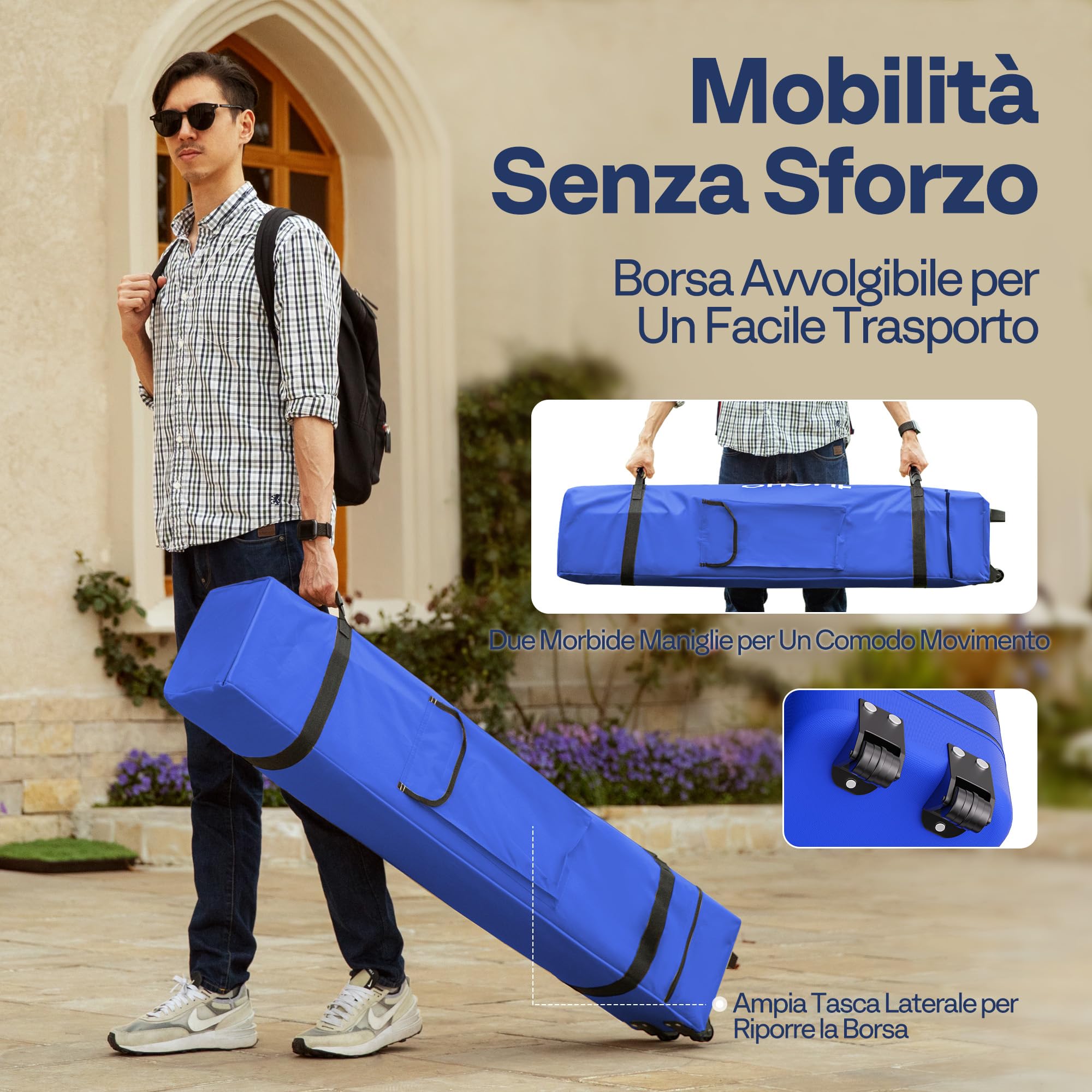 VIVOHOME Gazebo Pop-up Impermeabile 3x3m da Giardino Tenda Pieghevole con Struttura in Metallo Porte con Cerniera e Sacca di Trasporto per Campeggio Picnic e Feste all'Aperto