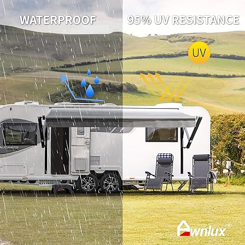 Miniatura 2 de Awnlux - Toldo retráctil modular motorizado negro para autocaravana, juego completo de montajes para autocaravana, 5 rueda, remolques de viaje,
