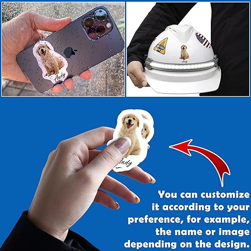 Miniatura 2 de Calcomanía personalizada con nombre de foto de mascota, imagen personalizada, imagen de perro y gato, calcomanía de vinilo impermeable para botella