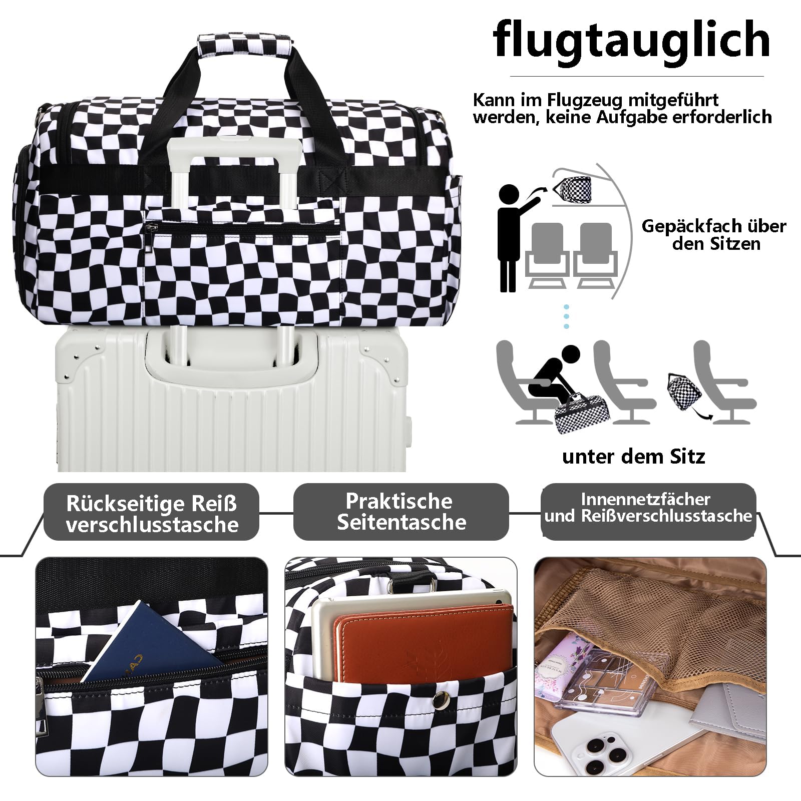Bosidu Borsa sportiva per uomo e donna, grande borsa da viaggio con scomparto per scarpe e scomparto bagnato, leggera borsa per il weekend, borsa fitness per sport, palestra, viaggi e pernottamenti