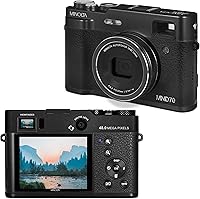Minolta MND70 Retro Digital Camera: 48MP Autofocus, 5K Video, 16x Zoom, WiFi, Selfie Lens, 32GB Card (Black)