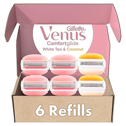 Gillette Venus ComfortGlide White Tea 4 count, with Gillette Venus ComfortGlide plus Olay 2 count, Women