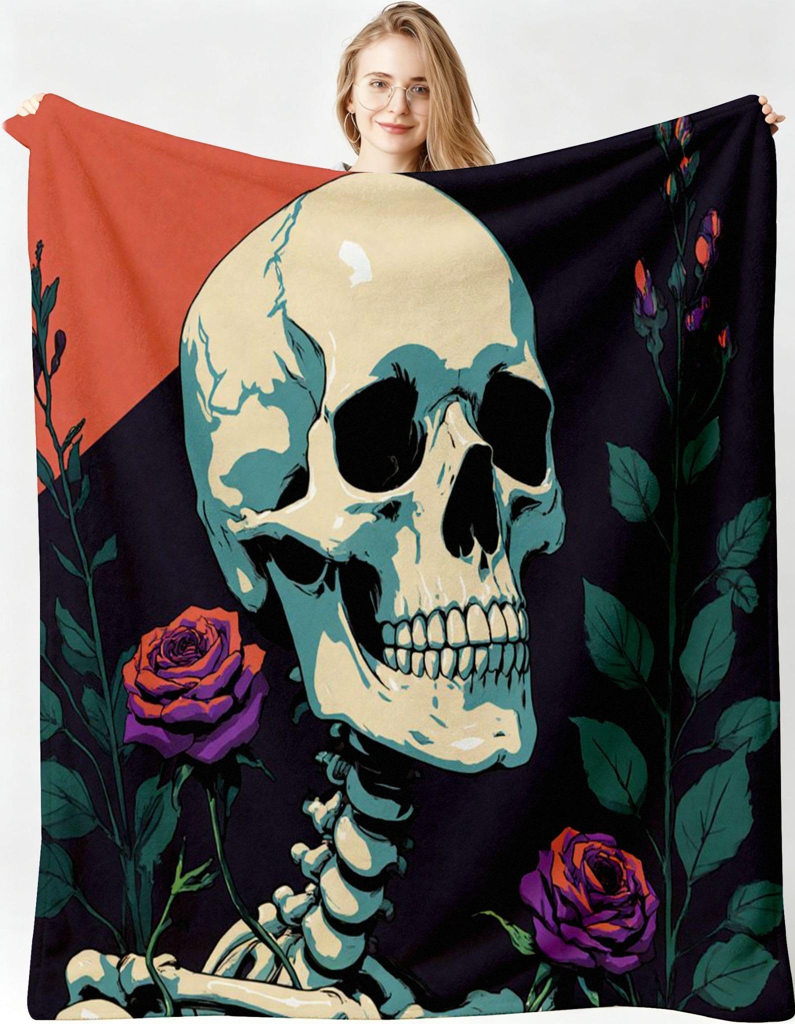Manta 220x240 cm Flor Azul Franela Polar para Cama 135/150-A350