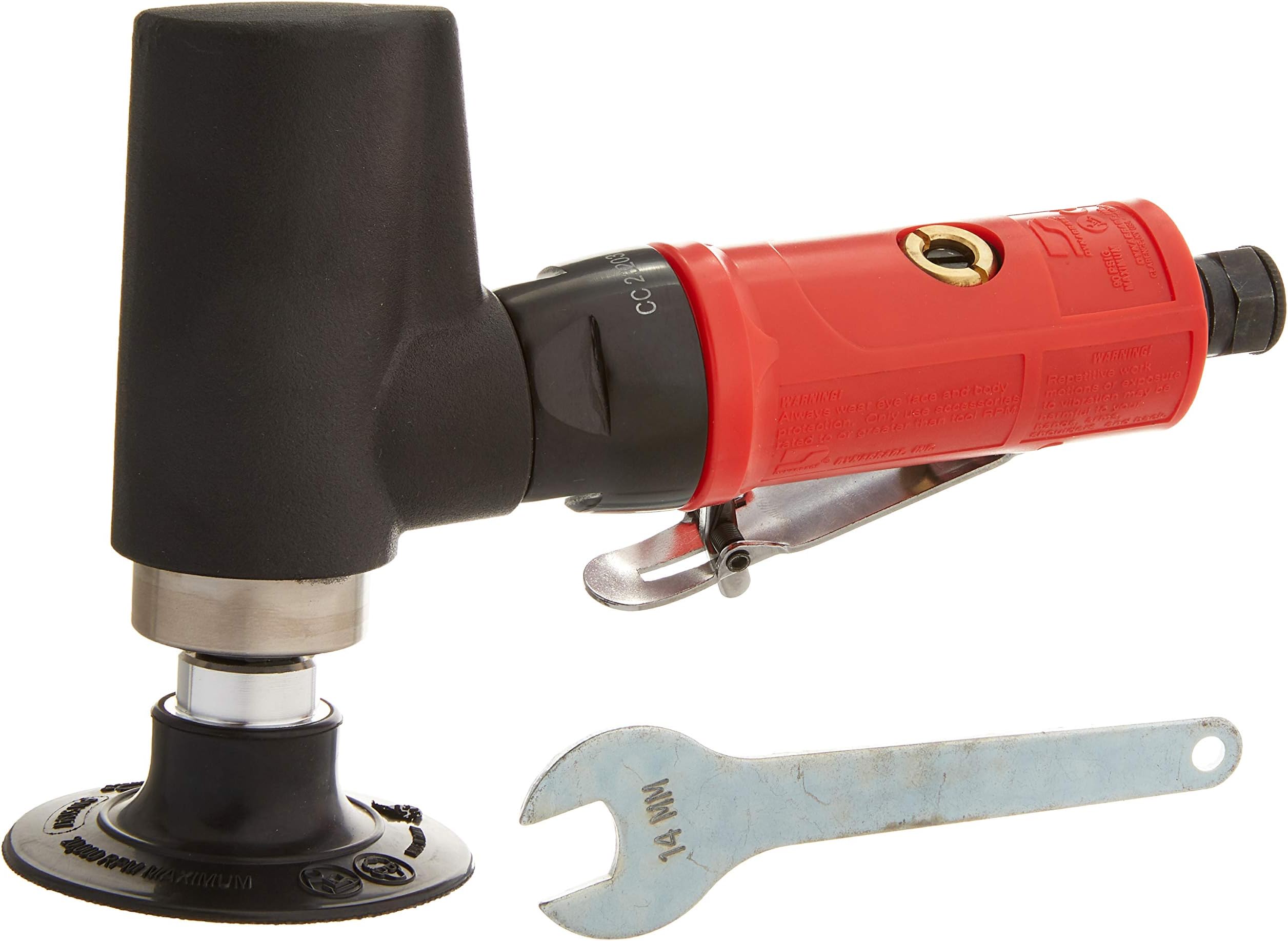 Dynabrade 18180 3" (76mm) Dia. Autobrade Red 7° Offset Disc Sander, 5 hp, 20000 rpm, Gearless, Front Exhaust, Locking-Type Pad