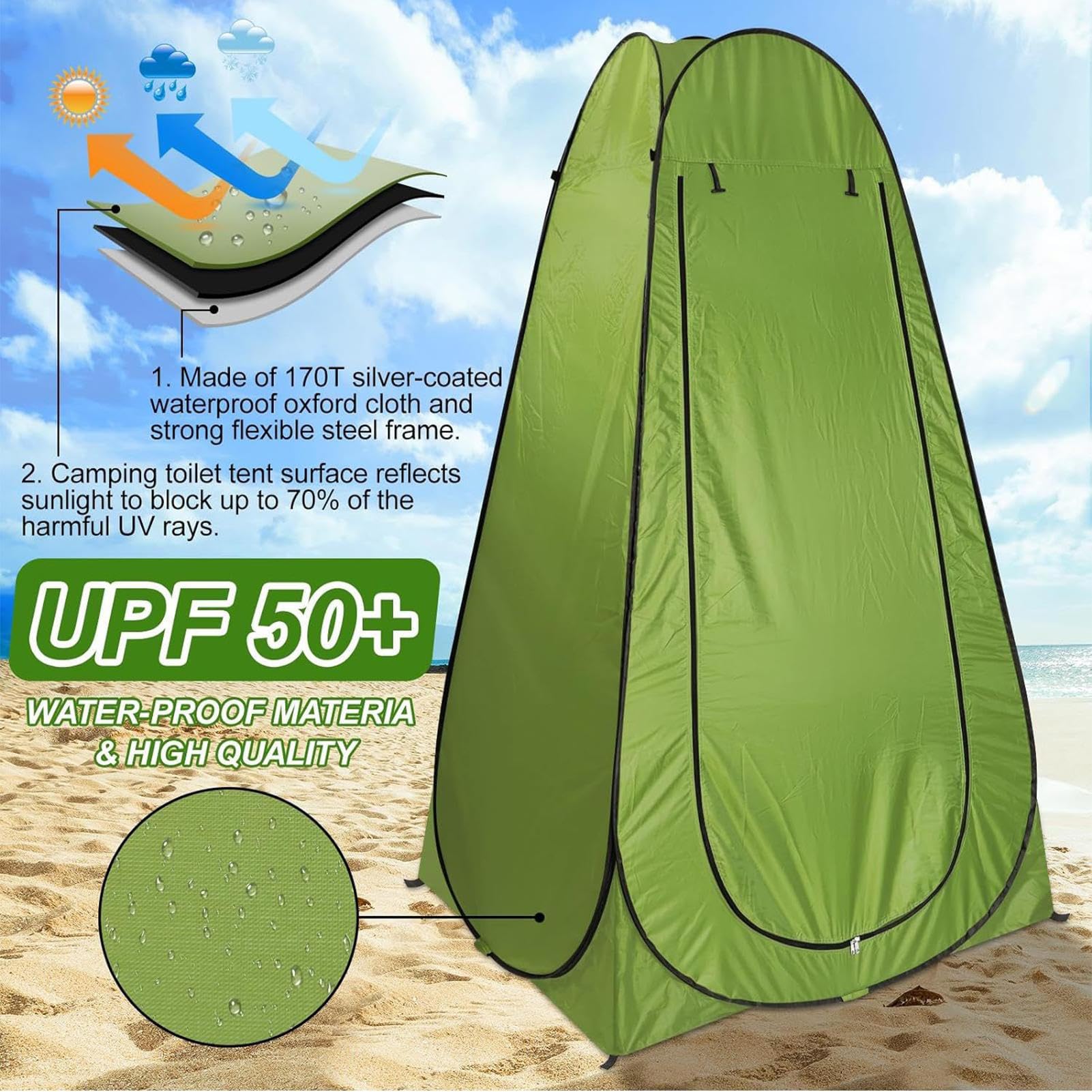 Tienda De Ducha Privada Plegable - Ropa Interior Para Camping | Cabina De Salud Portátil Para Viajes Largos Con Refugio Para Adultos Y Niños | Protección De Ducha Larga Urinant