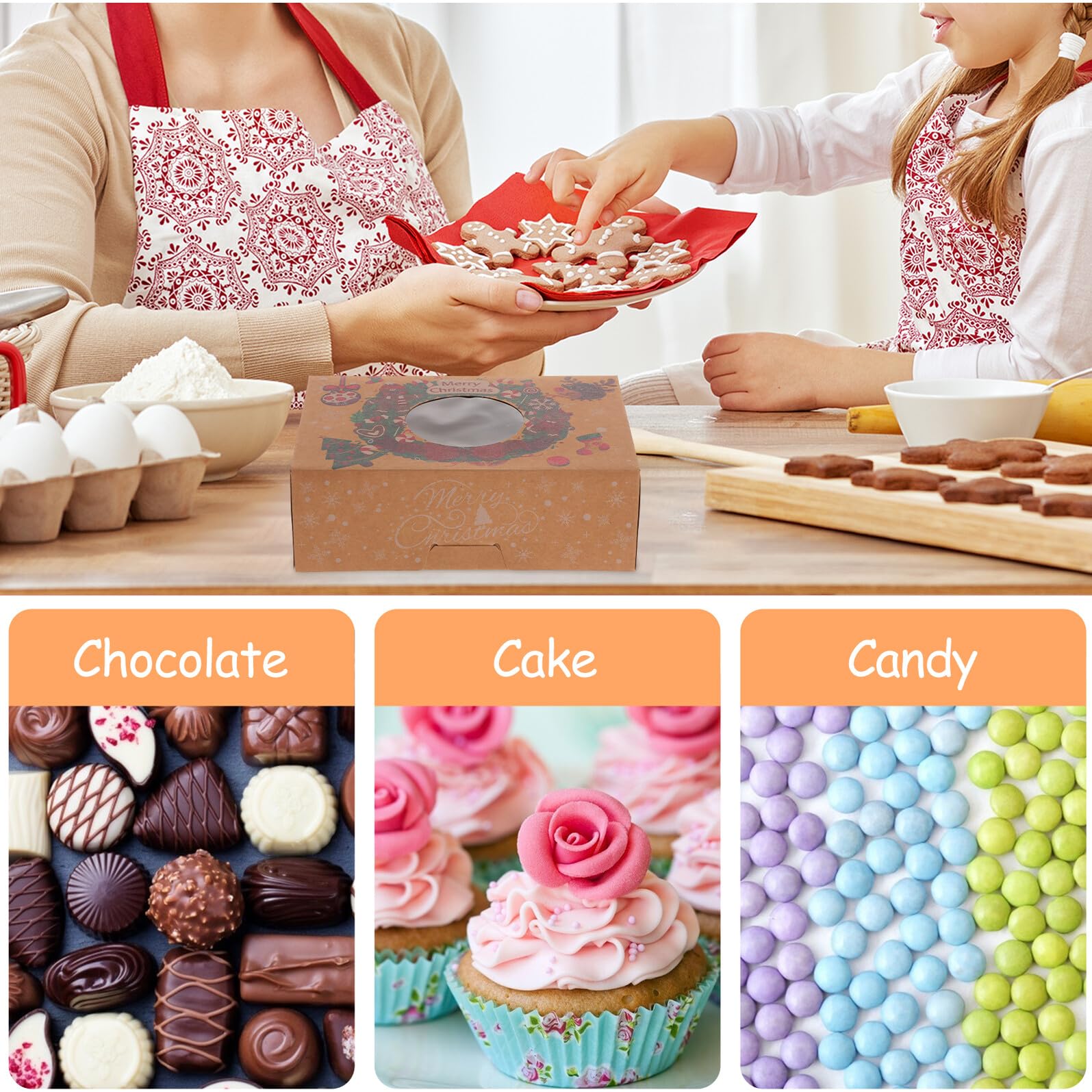 GALPADA Scatole per Cupcake Natalizie 12 Pezzi Scatole per Torte Grandi in Carta Kraft per Dolci da Forno e Regali Natalizi