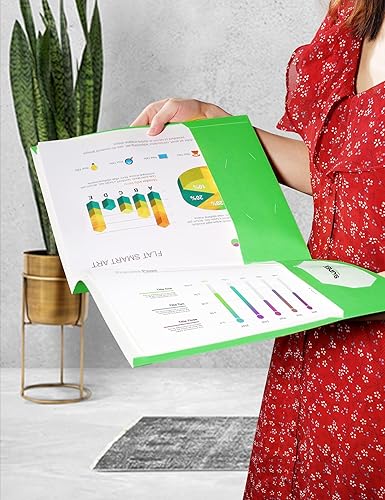 Miniatura 5 de SUNEE Carpetas con 3 agujeros perforados (paquete de 50 unidades, verde), carpetas de 2 bolsillos para papel tamaño carta, carpeta de archivos de