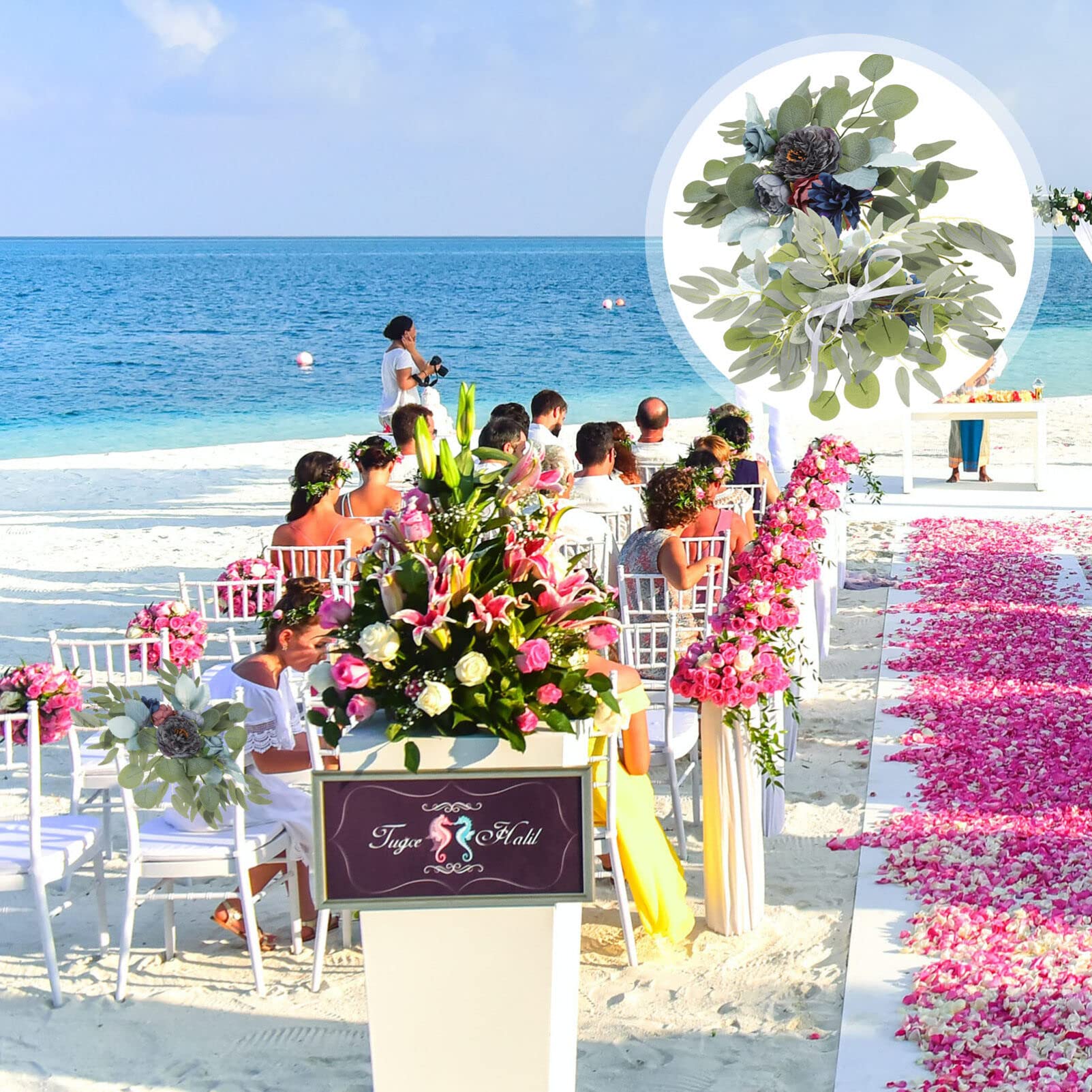 jojofuny Künstliche Hochzeitsbogen Blumen 2 Stück Seidenstoff Pp Schaum | Zeremonie und Tischmitte, Elegant und Ansprechend, Pflegeleicht, Welken
