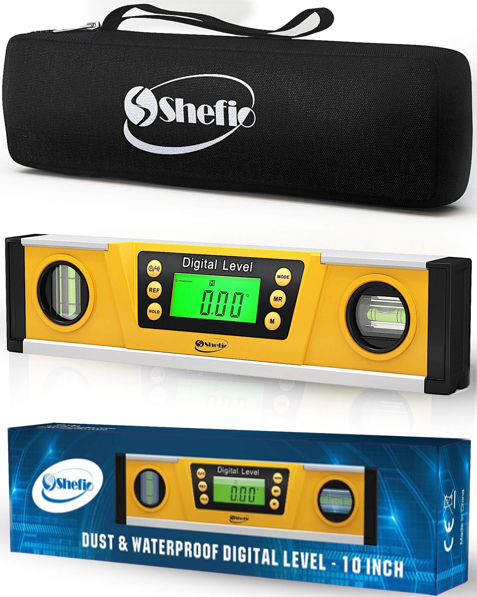 Digital Magnetic Level Tool - 10" Torpedo Level and Protractor - Master Precision - IP54 Dustproof & Waterproof - Includes: 2 AAA Batteries and Carrying Case