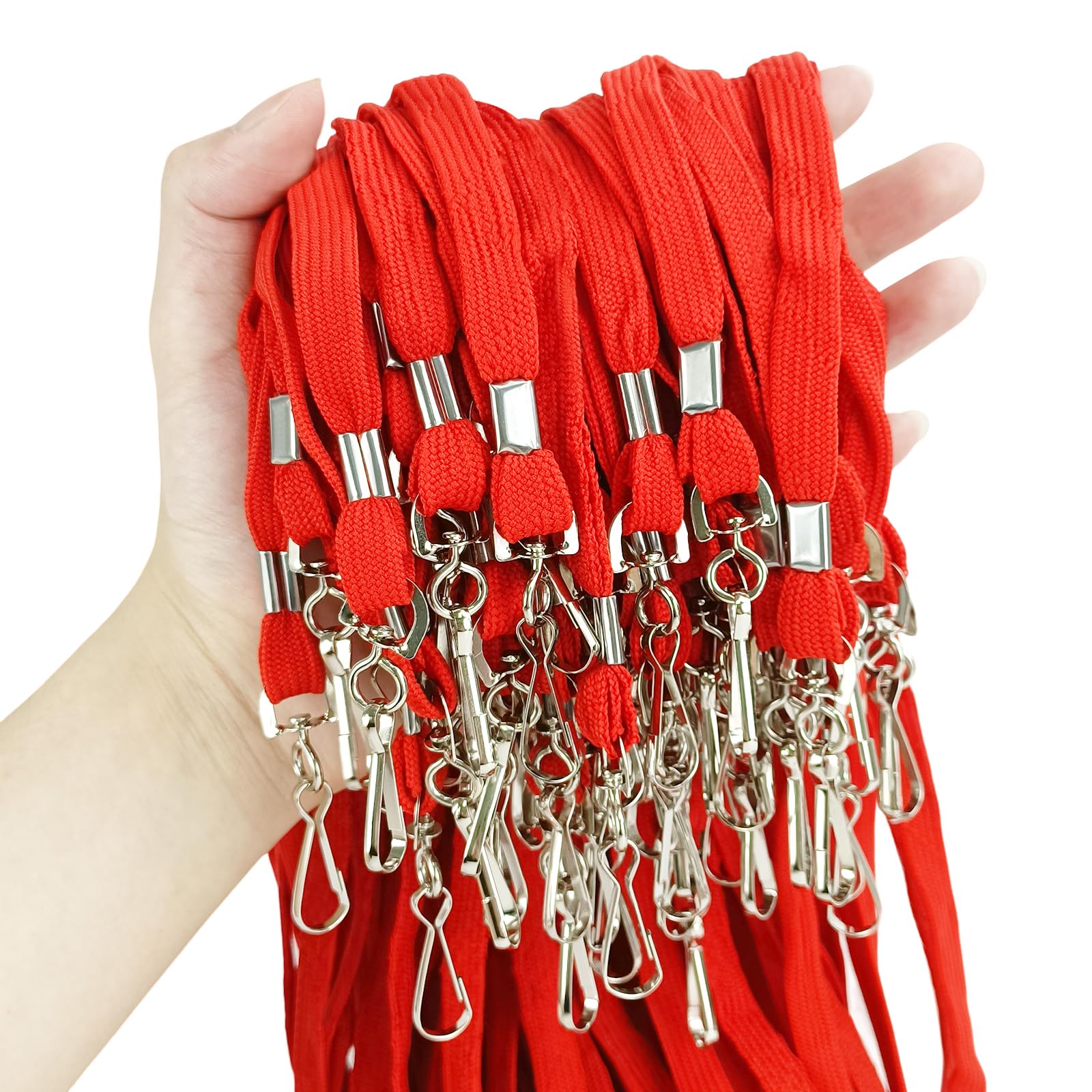 Korty Red Lanyard Bulk 50 Packs Badge Lanyards for ID Badges Neck Cruise ID Holder Name Tag (50, Red)