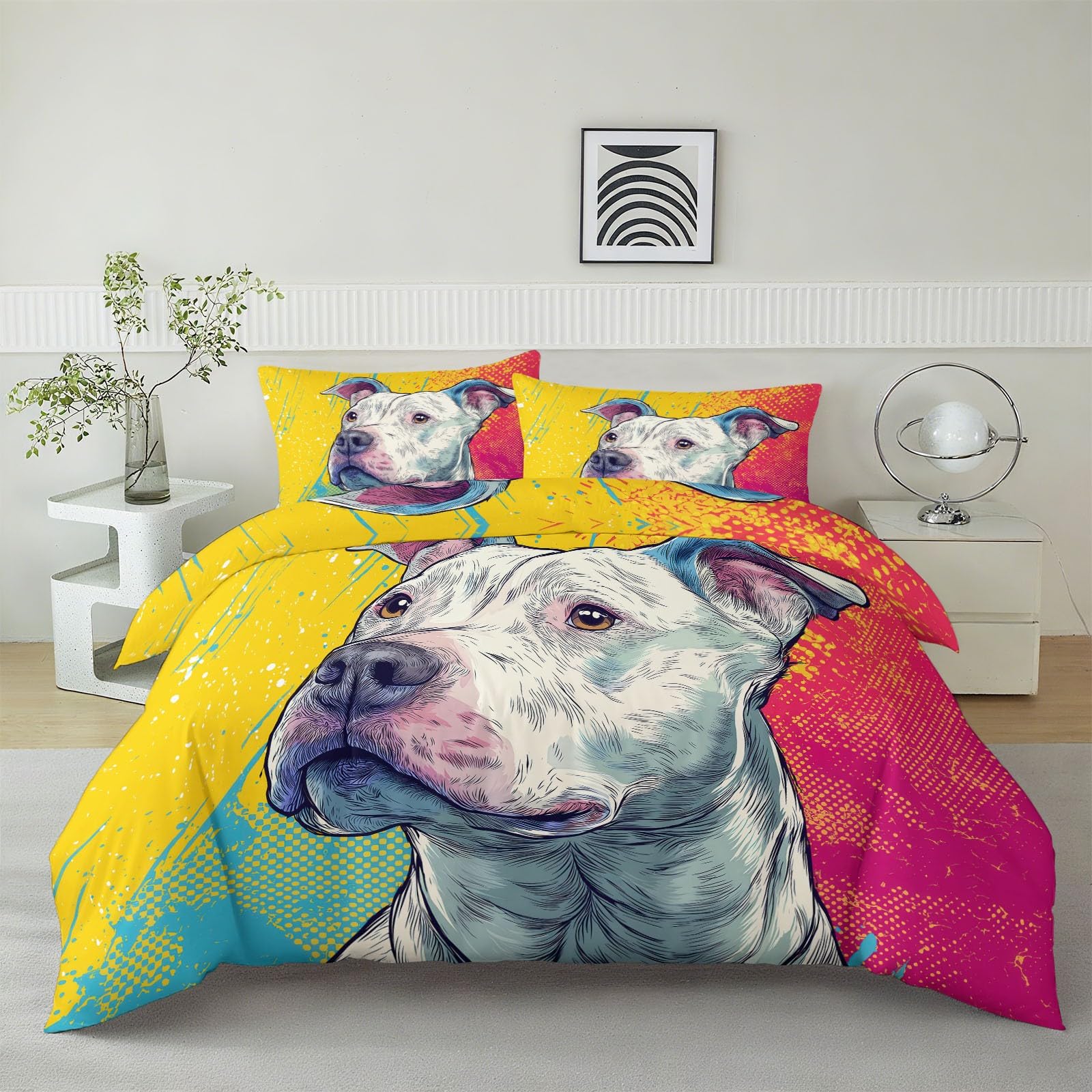 Parure de lit bouledogue 200x200 jaune pour une chambre d'ado moderne