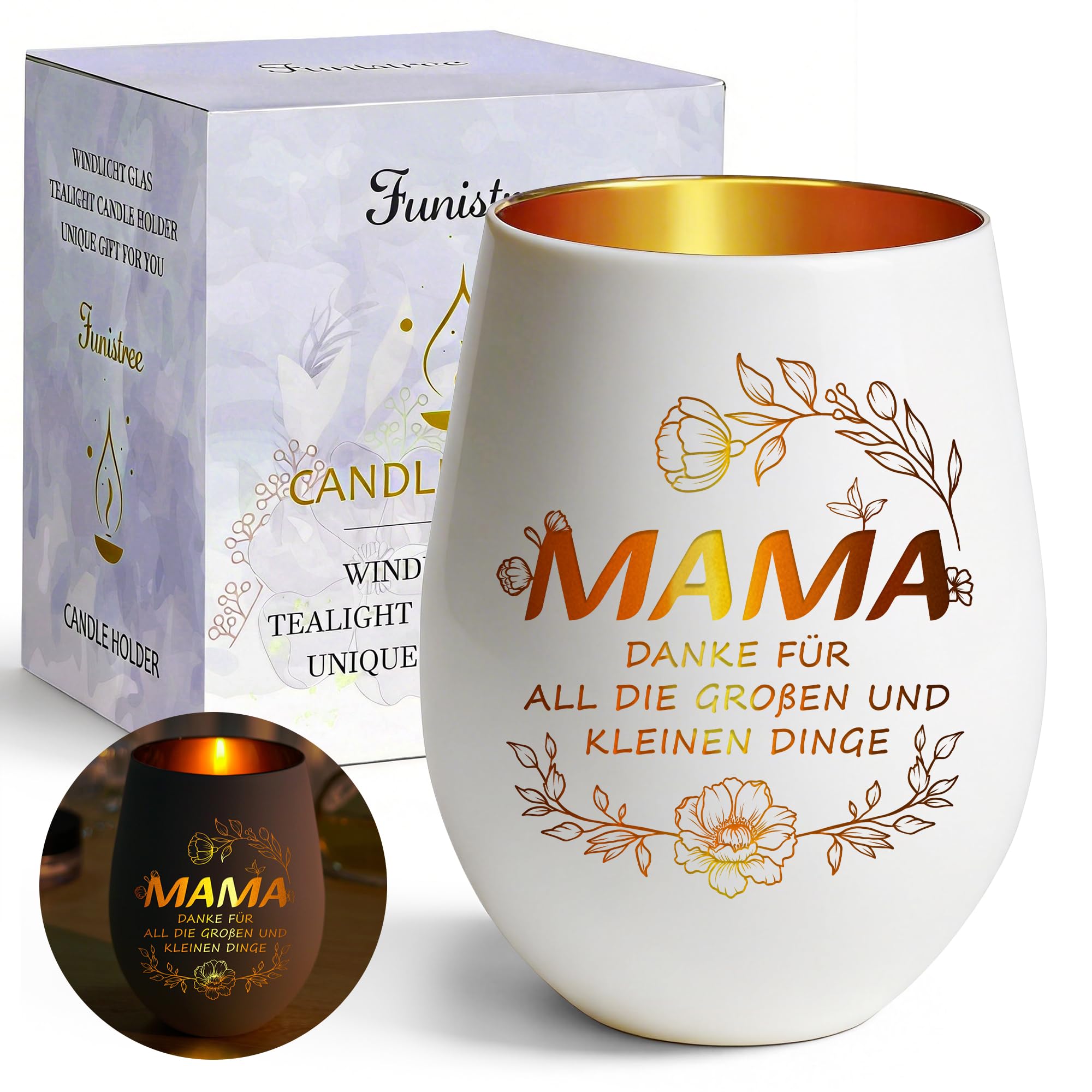 Muttertagsgeschenk für Mama, Muttertag Windlicht mit Gravur Mama Geschenk, Teelichthalter Geschenke für Beste Mutter Schwiegermutter, Graviertes Windlicht aus Glas Geburtstagsgeschenk für Bonus Mama