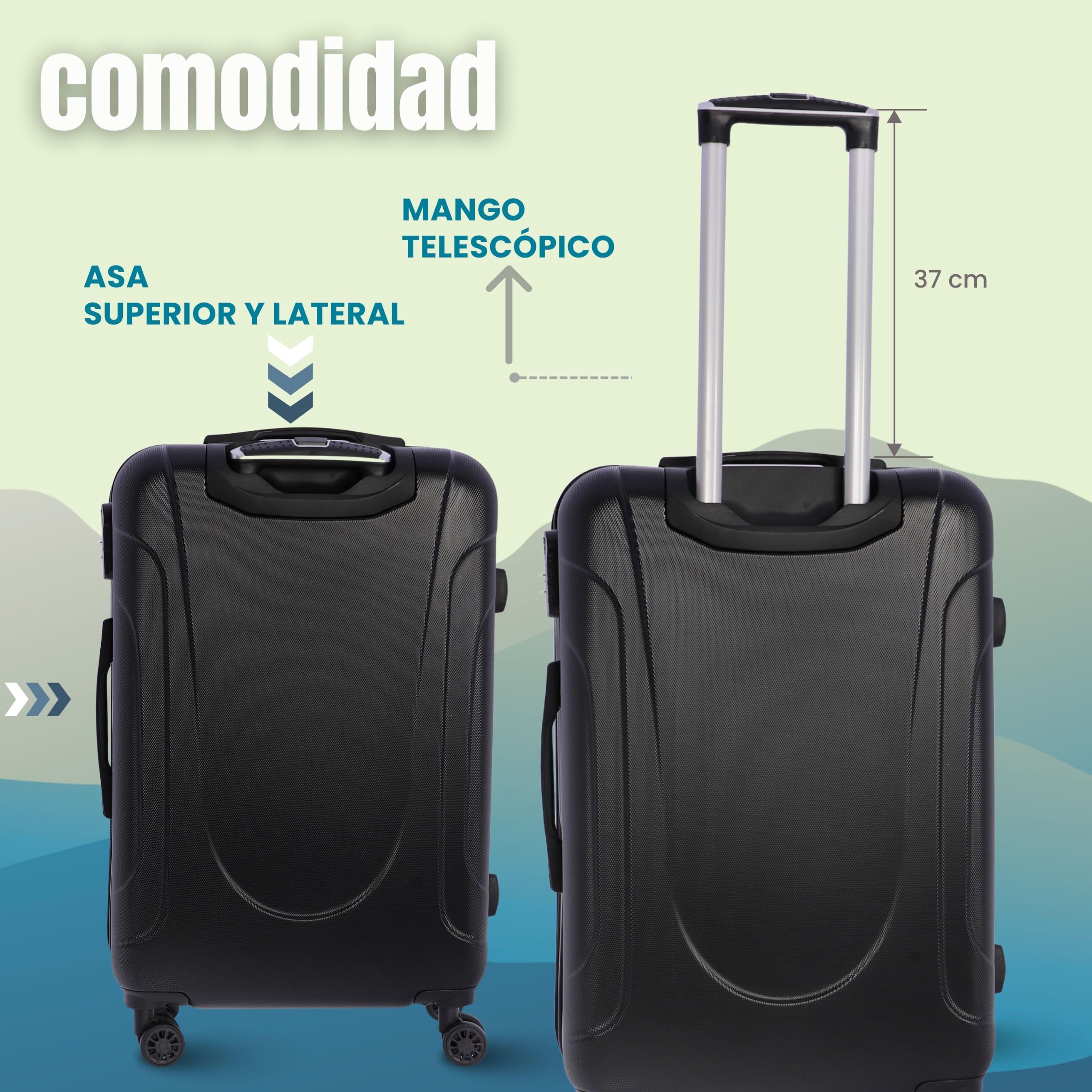 Coronel Tapioca - Maletas de Viaje Grandes 23 Kilos - Maleta Grande 77cm | Capacidad 100L - Candado TSA antirobo - ABS Resistente - Ruedas 360 giratorias - Ideal facturar y bodega