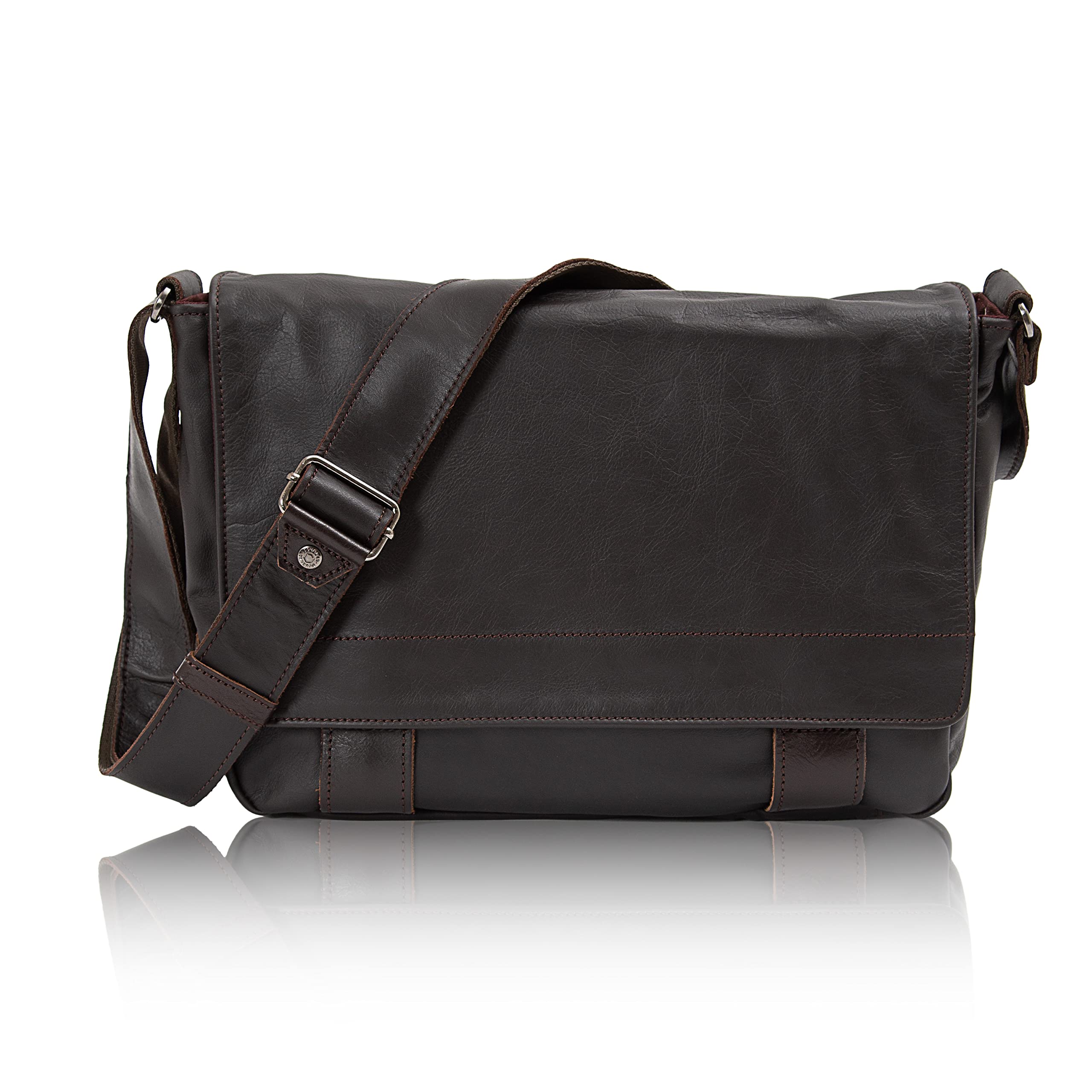 Doubles A4 VWE-1926 Men's Shoulder Bag, Cross-Body Type, Genuine Leather dark brown