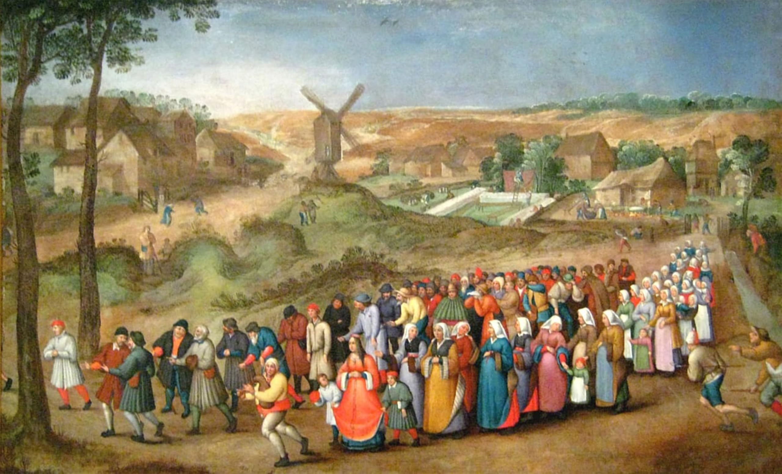POSTERIIk Vintage Print Pop Art Landscape Artwork Wedding Procession in Front of a Landscape by Pieter Brueghel the Younger Art Prints for Office Home Decor 60x90cm