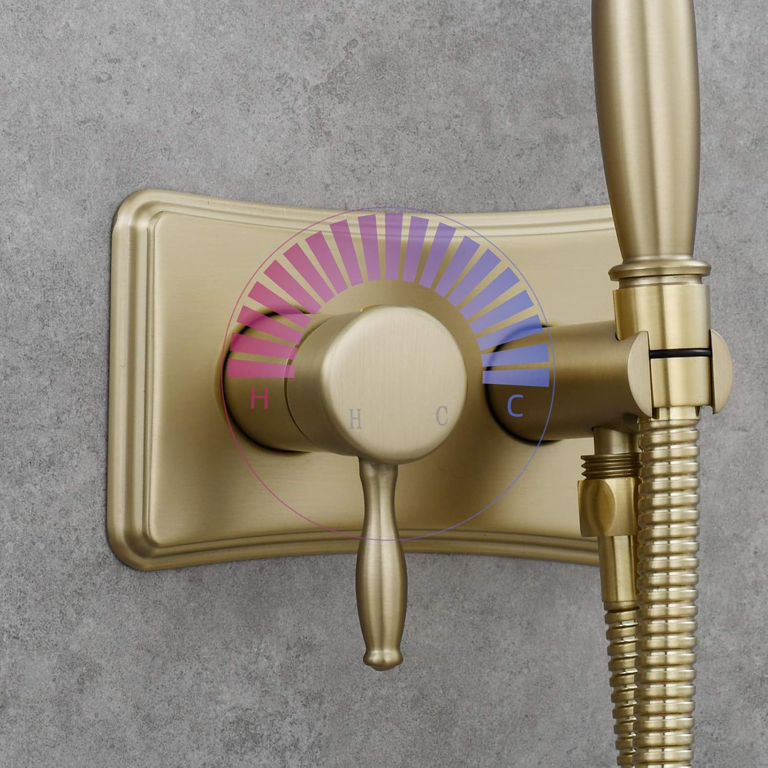 Tecmolog Brushed Gold Hot and Cold Bidet Sprayer Head Handheld Diaper Sprayer Shattaf Bidet Attachment for Toilet, WS035JF