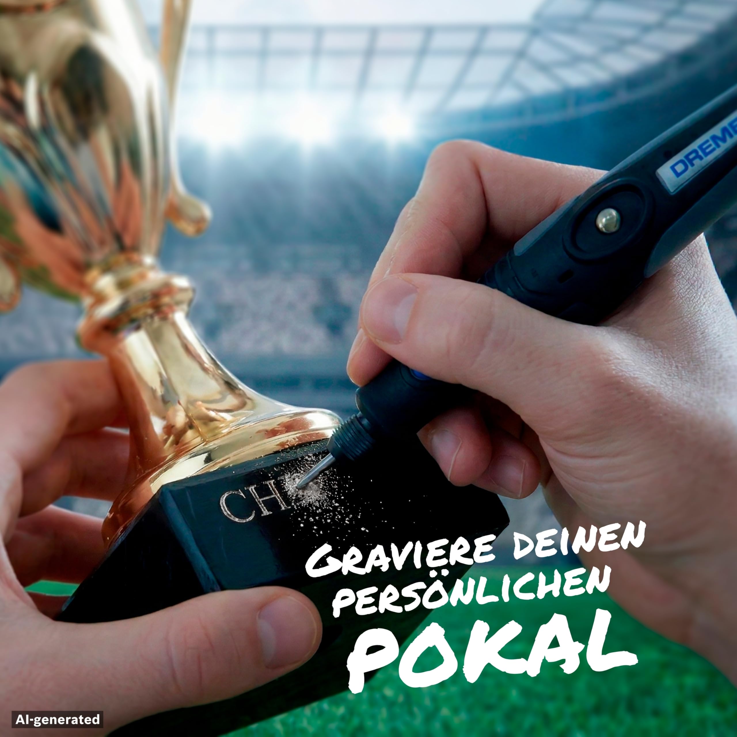 Dremel 3000 Champion Multifunktionswerkzeug mit 130‑W‑Motor bis zu 33.000 U/min inkl 25 Zubehöre, gravierbare Trophäe, Transporttasche, Biegsame Welle zum Trennen, Schnitzen, Schleifen – Sonderedition