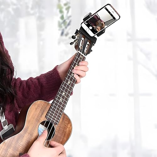 Miniatura 2 de YHNTGB Soporte de teléfono LMS para guitarra, abrazadera negra, clip de instalación en cabeza de bola giratoria 360, adecuado para auriculares de