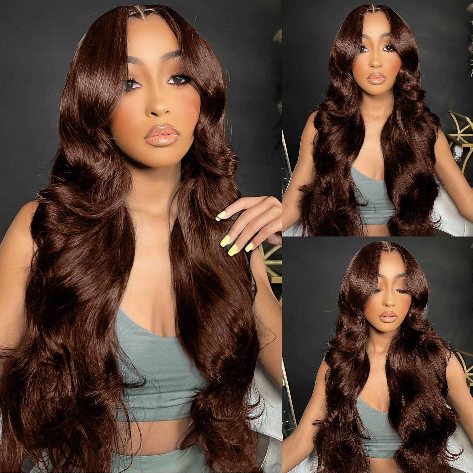 Amazon.com : Loyom Chocolate Brown 28 Inch Lace Front Wig Human