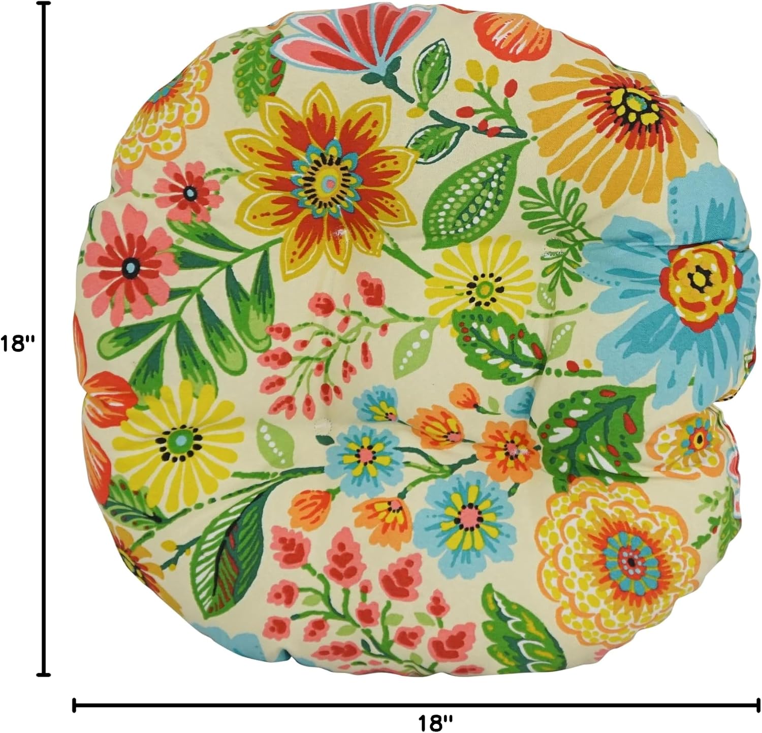 Blazing Needles 18-inch Round Indoor/Outdoor Footstool Cushion (Cushion Only) - 18 x 18 Gregoire Floral Transitional, Tropical