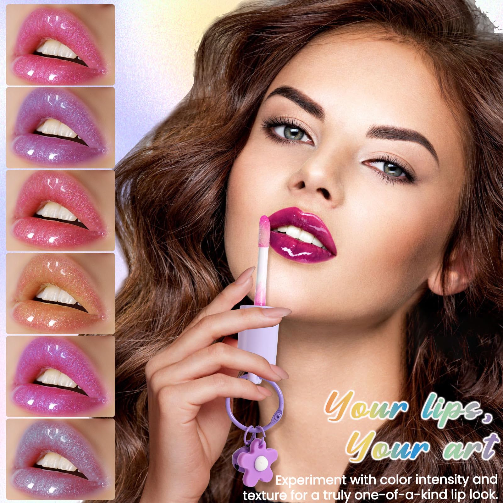 JUYRLE Lipgloss Selber Lippenstift Making Kit, Kreative Bastelset Erwachsene DIY Set Mädchen Selber Machen, Ungiftig Lip Gloss Kosmetik Make up, Als Geschenk für Frauen