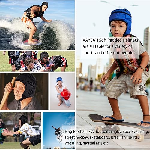 Miniatura 6 de Casco de fútbol de carcasa suave, Scrum Cap 7v7, casco de rugby de espuma de algodón, protector suave acolchado para la cabeza, casco para autismo,