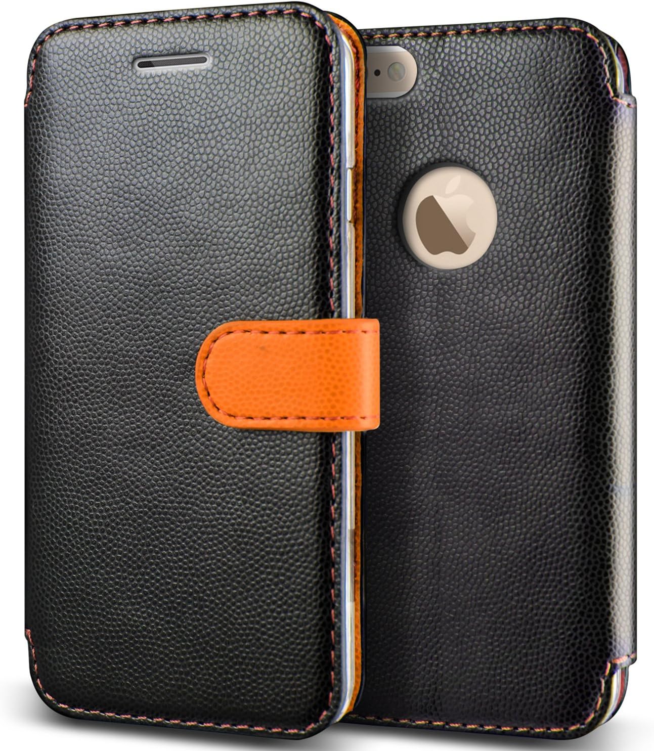 iPhone 6S Case / iPhone 6 Case, Verus [Vivid Diary][Black/Orange] - [Card Slot][Flip][Kickstand][Slim Fit][Wallet] - For Apple iPhone 6/6S 4.7" Devices