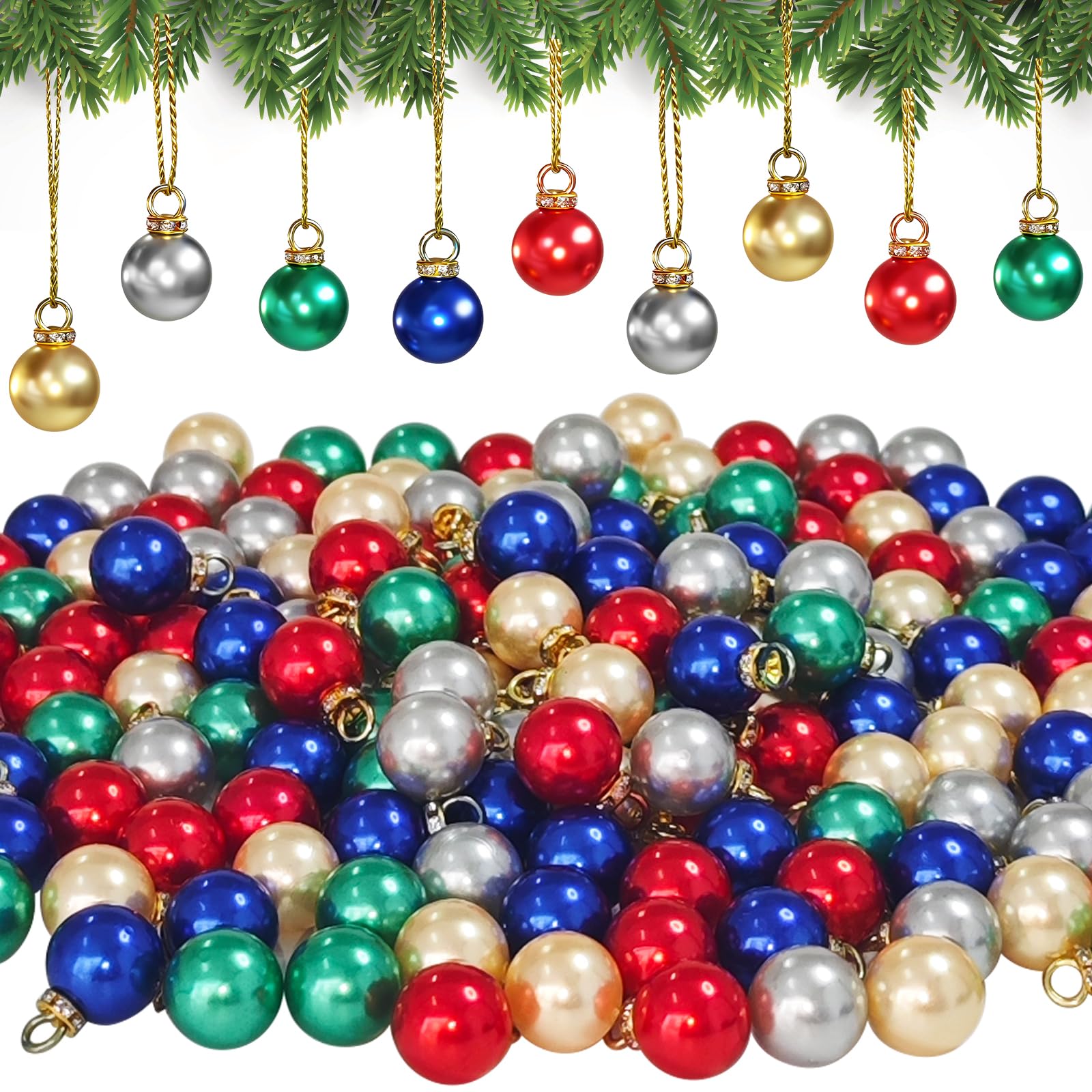 Photo 1 of 120 Pcs Mini Multicolor Christmas Balls,Colorful Hanging Xmas Balls,Multicolor Glitter Ball Ornament for DIY Outdoor Indoor Party Home Decor(5 Colors)