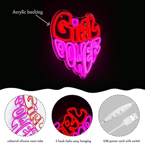 Miniatura 2 de Heliwey Letrero de neón LED rosa para decoración de pared, cumpleaños, fiesta de niñas, letrero colgante de pared para el hogar, dormitorio, sala de