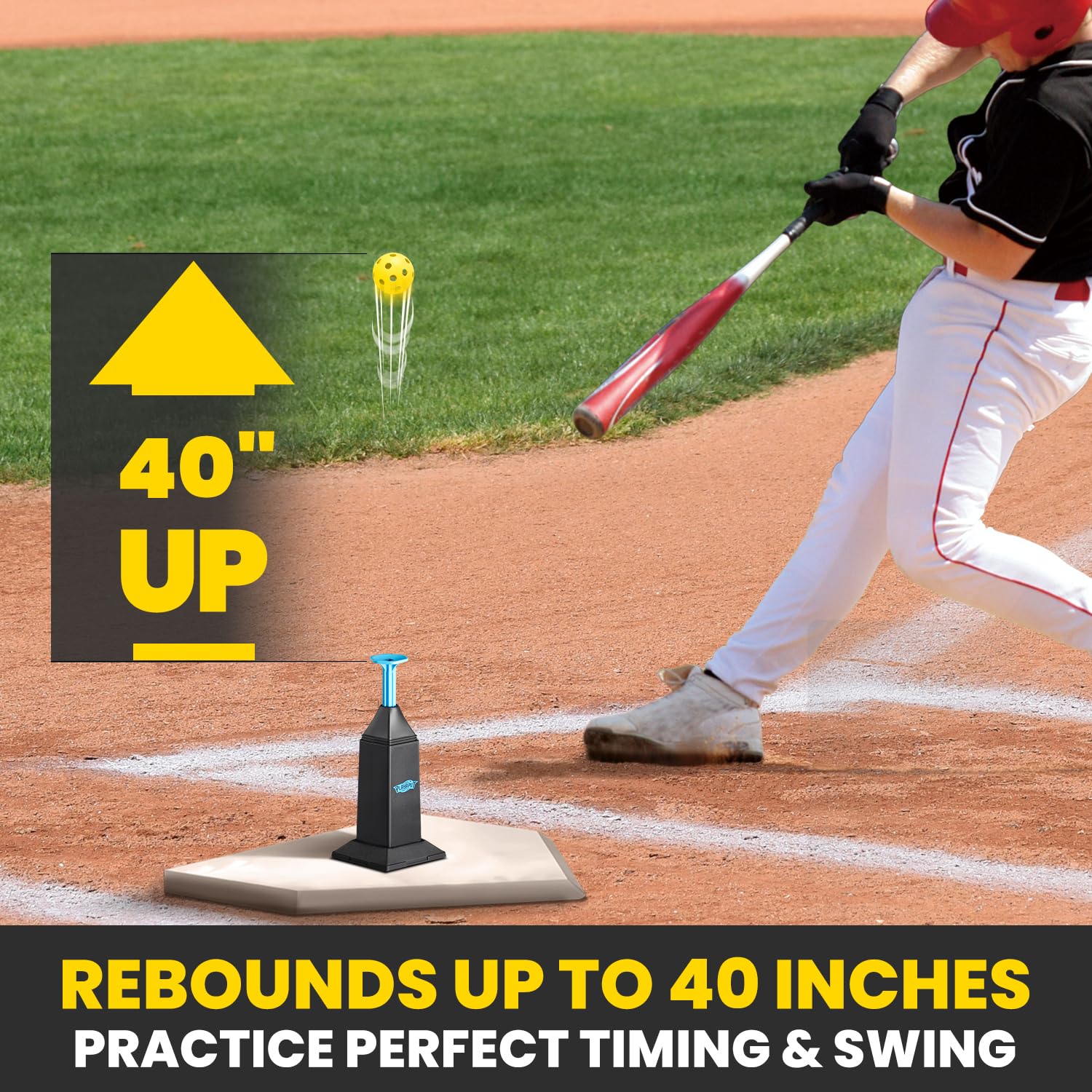 Machine à lancer portable pour baseball et softball, hauteur jusqu'à 101,6 cm avec 12 balles pour la pratique du swing sans lanceur, frappe, équipement d'entraînement de baseball