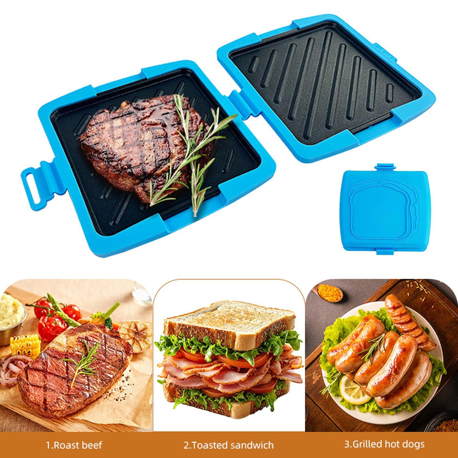 Pressa per panini - Tostapane per sandwich per microonde portatile da 6,5 pollici con rivestimento antiaderente | Macchina per formaggi con griglia in silicone, fornello snack resistente al calore per