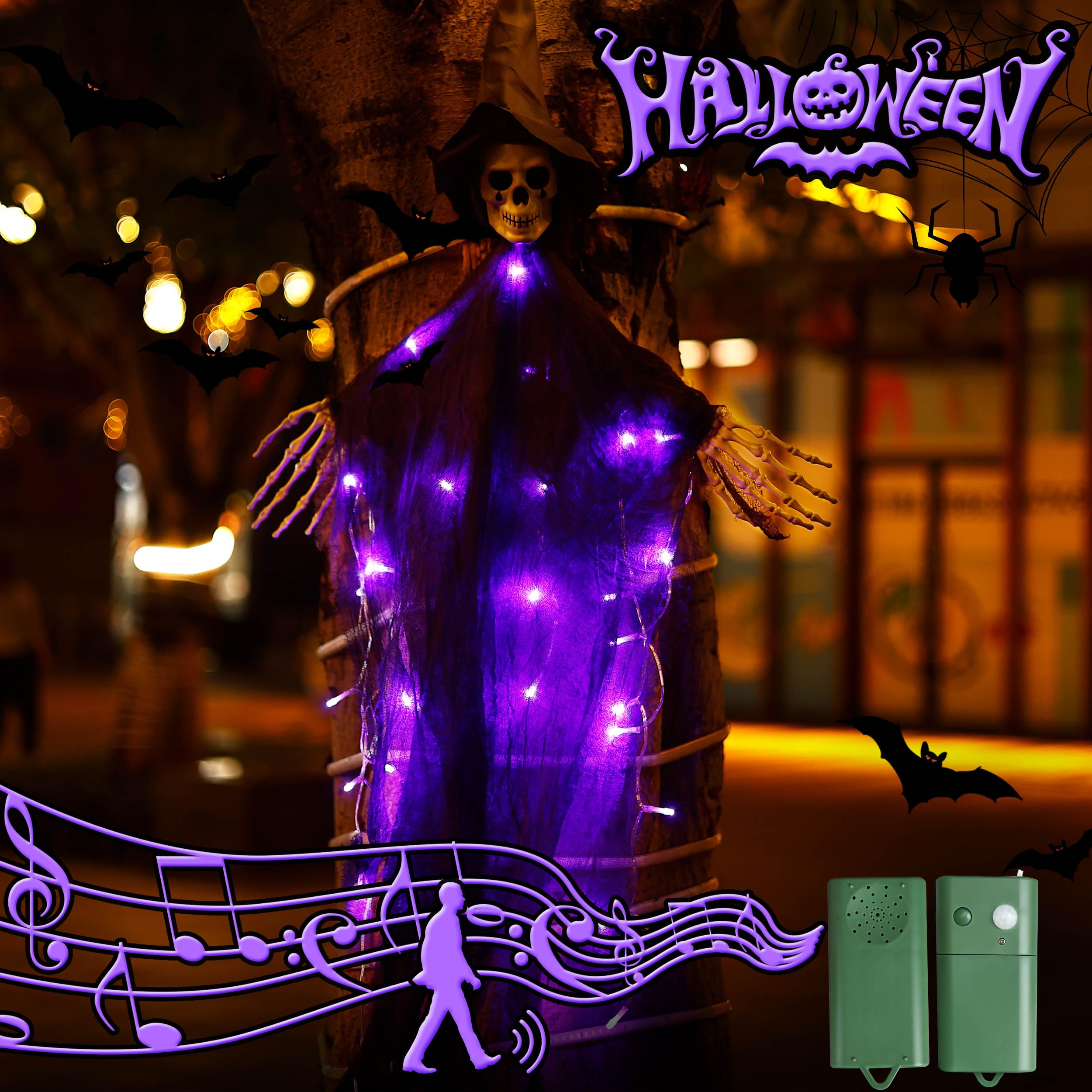 Amazon.com: HAYATA 32In X 40In Purple Skull Ghost String Lights 5