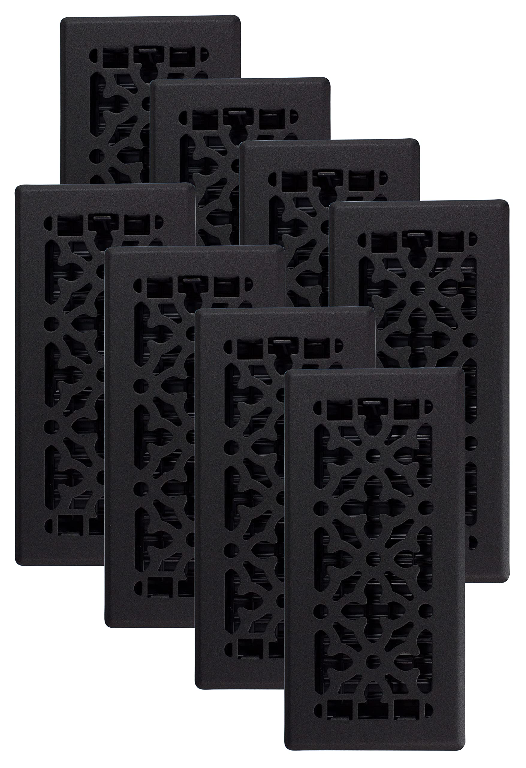 Decor Grates AGH410-BLK-8 Gothic Floor Register, Textured Black Finish, 8 Pack