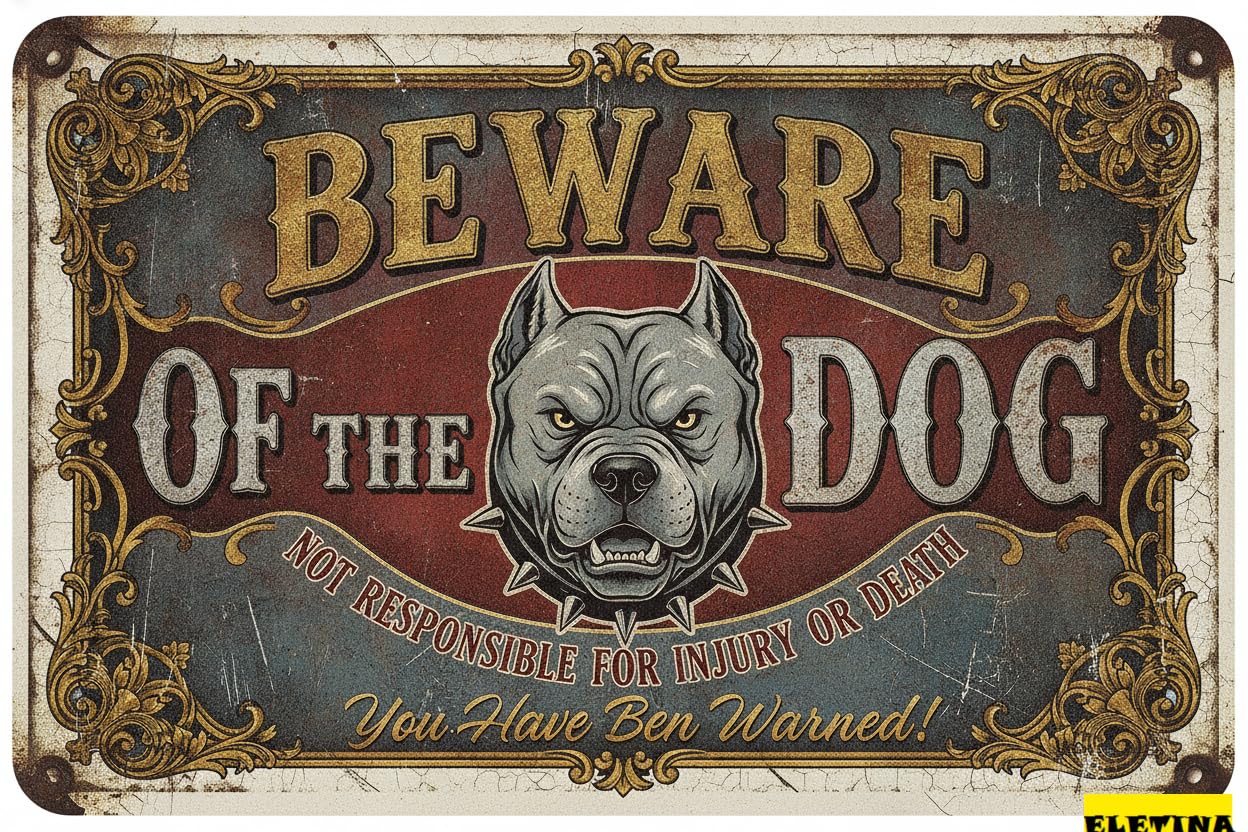 Tin Sign for Man Cave Beware Of The Dog Pitbull You Have Been Warned Aluminum Metal Tin S Outdoor Yard Warning Fence Yard Home Kitchen Farm Garden Wall Decor 8x12 Inch Private Property Decorative