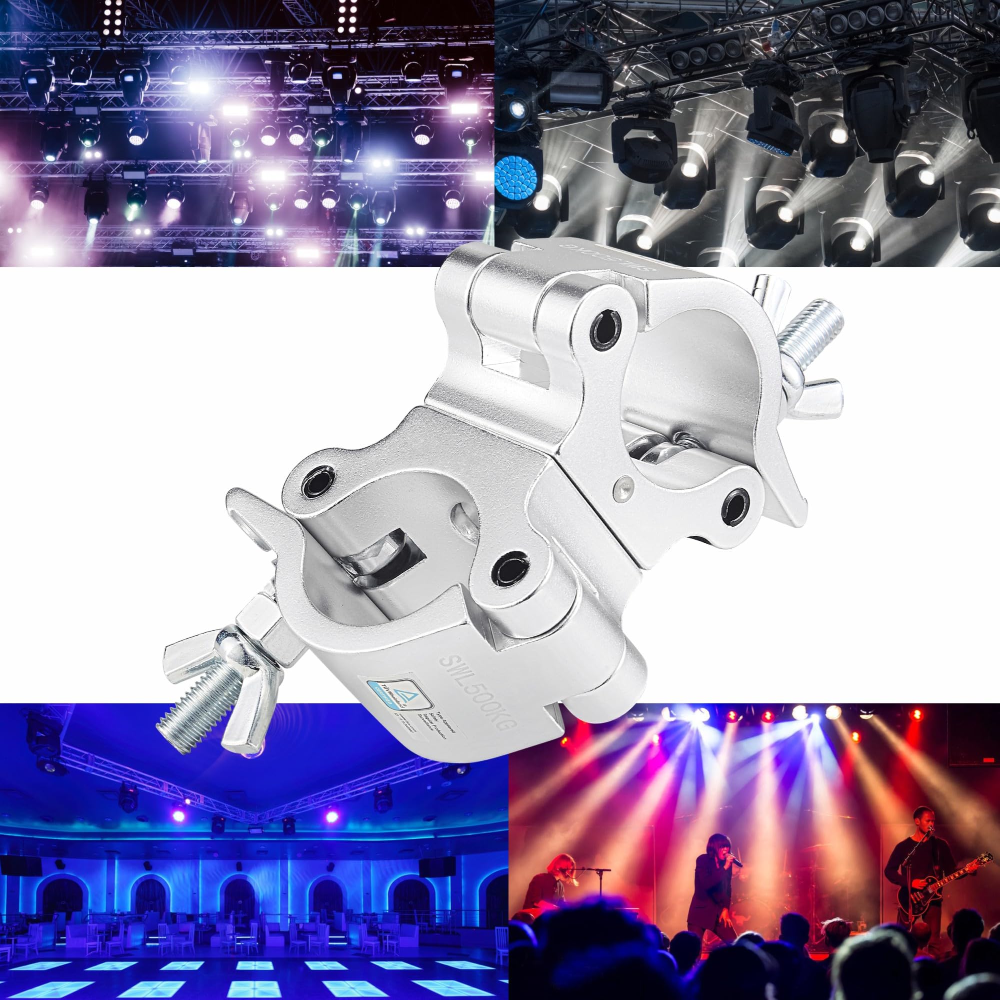 Abrazadera giratoria Pro TUV de 5 cm, 2 paquetes de 2 unidades de acoplador giratorio de 500 kg, abrazaderas de armadura de 50 mm, giro de doble cabeza según sea necesario, dos abrazaderas