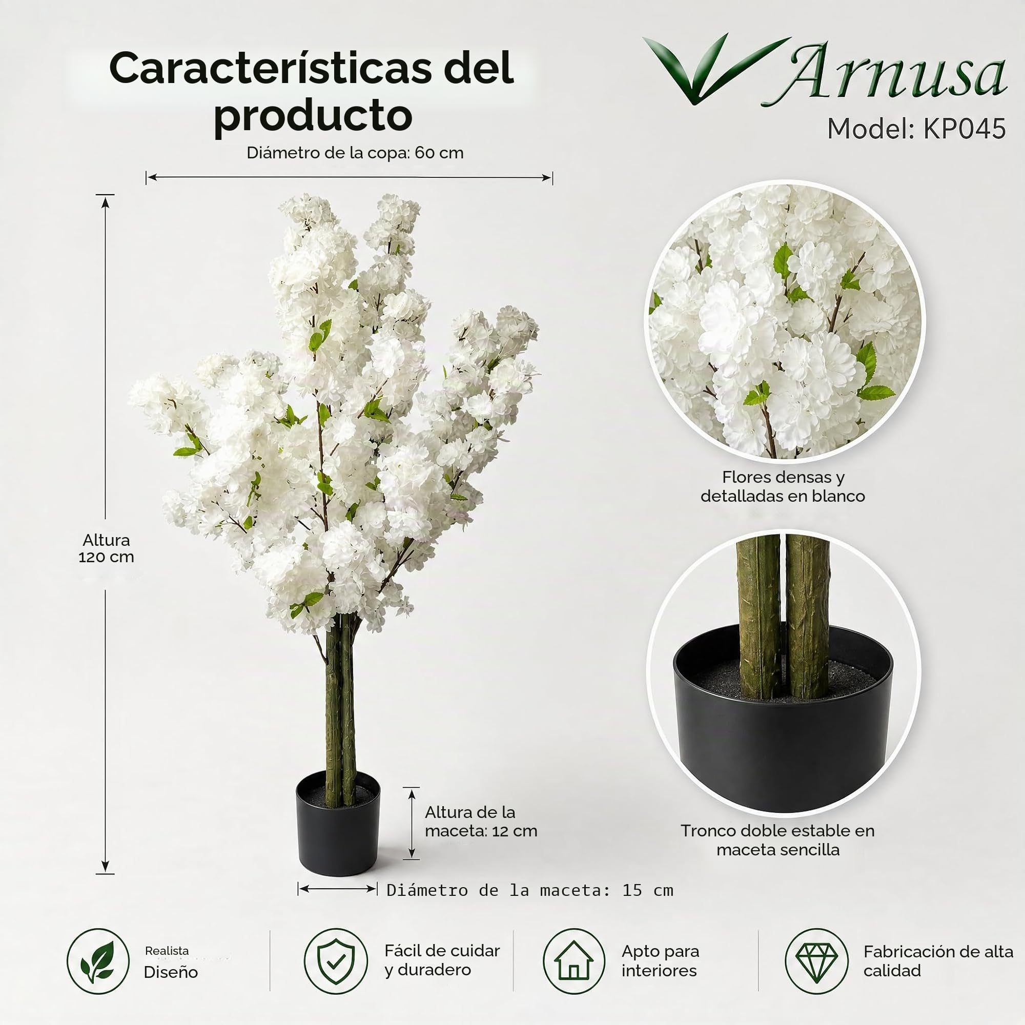 Árbol de Flor de Cerezo Artificial, Planta de Interior 120 cm