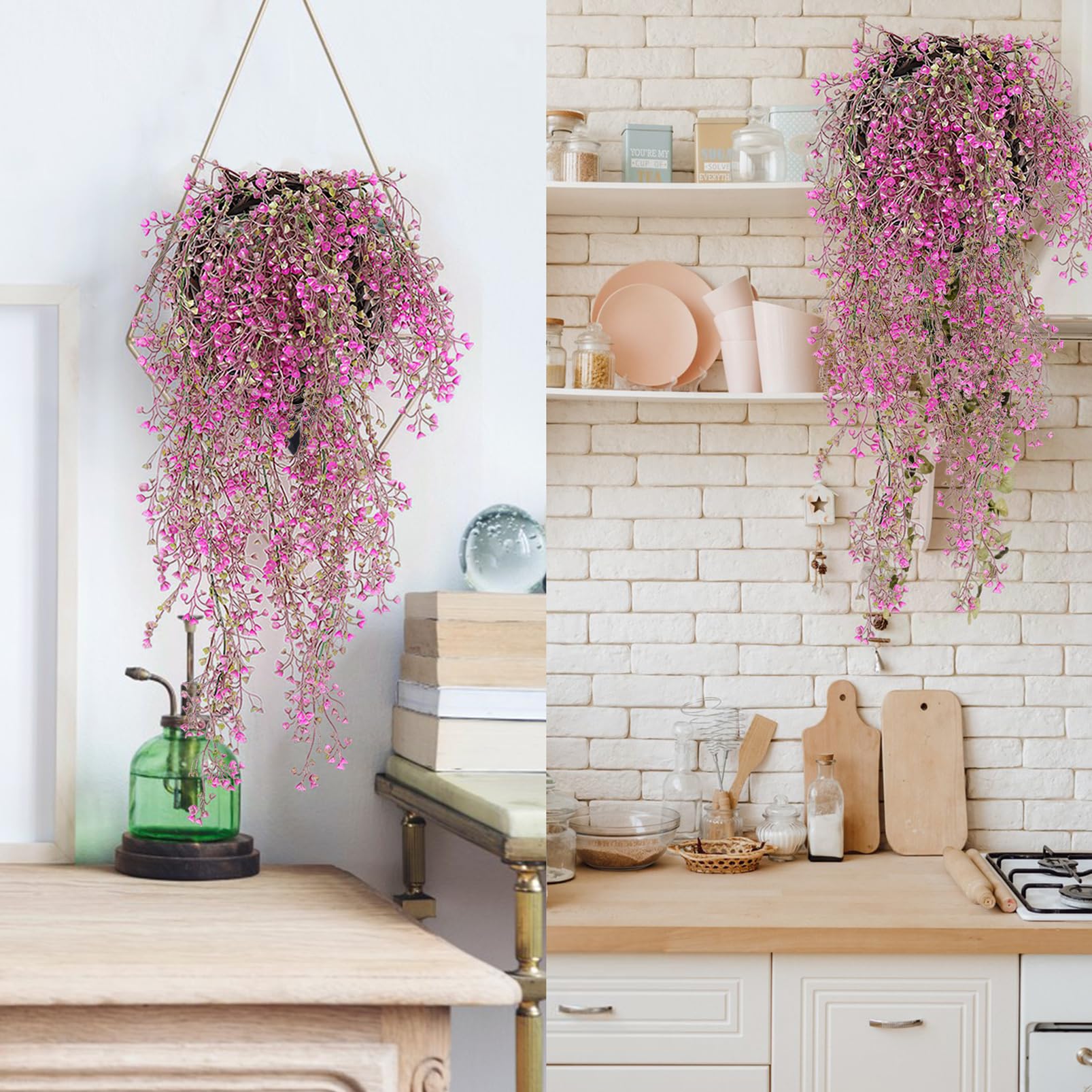 4 Plantes Artificielles Tombantes 85 Cm - Lierre Rouge, Pour Décor Mur, Jardin, Mariage, Fête - Extérieur/intérieur