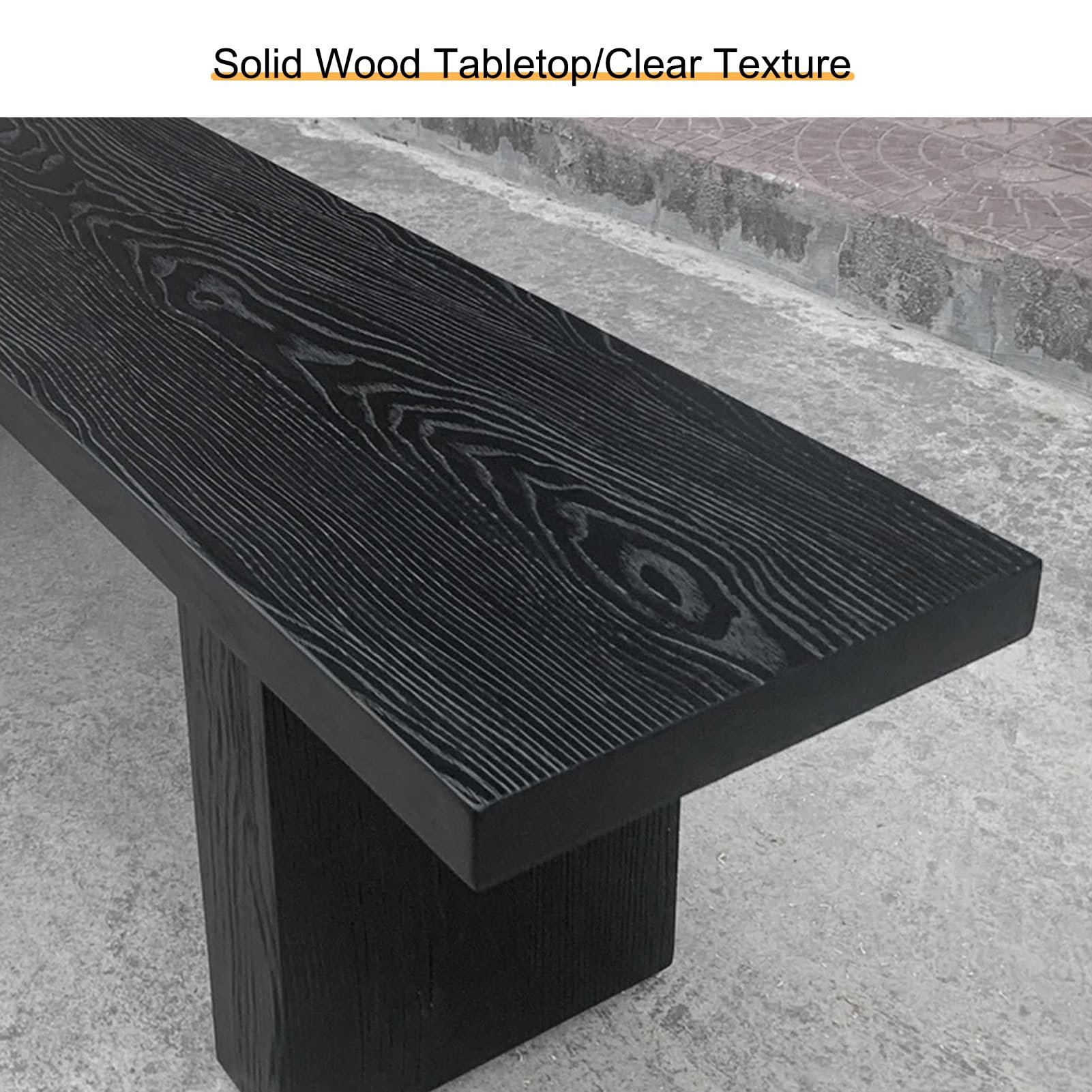 Banc de salle à manger en bois massif noir – 180 cm – Sièges d'intérieur polyvalents pour foyer, salon et balcon – Meuble d'entrée et de chevet robuste