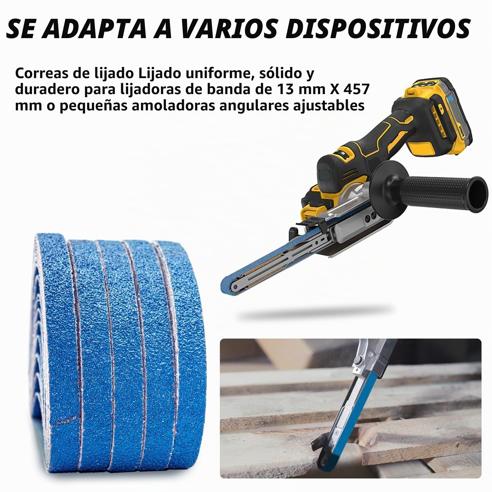 Banda de lijado 13 x 457 mm, 5x60/80/100/120/240/320 arena gruesa, para paño abrasivo de metales pesados ​​Black & Decker Powerfeile-Y, un juego de 30 bandas abrasivas