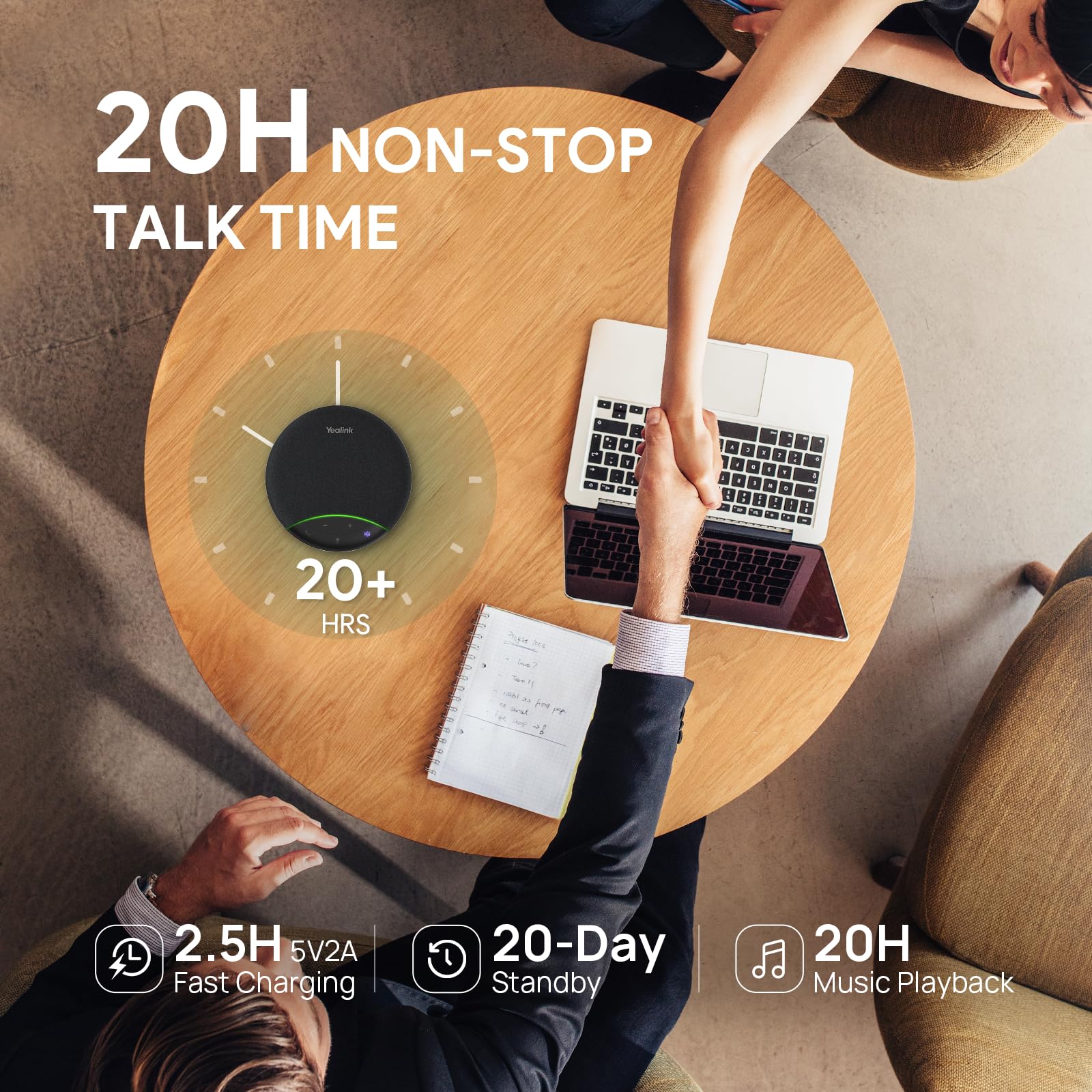 Yealink Sp92 Conference Speaker and Microphone Teams Certified Mic with Al Noise Cancelling 20H Call Time USB Speakerphone — view 3