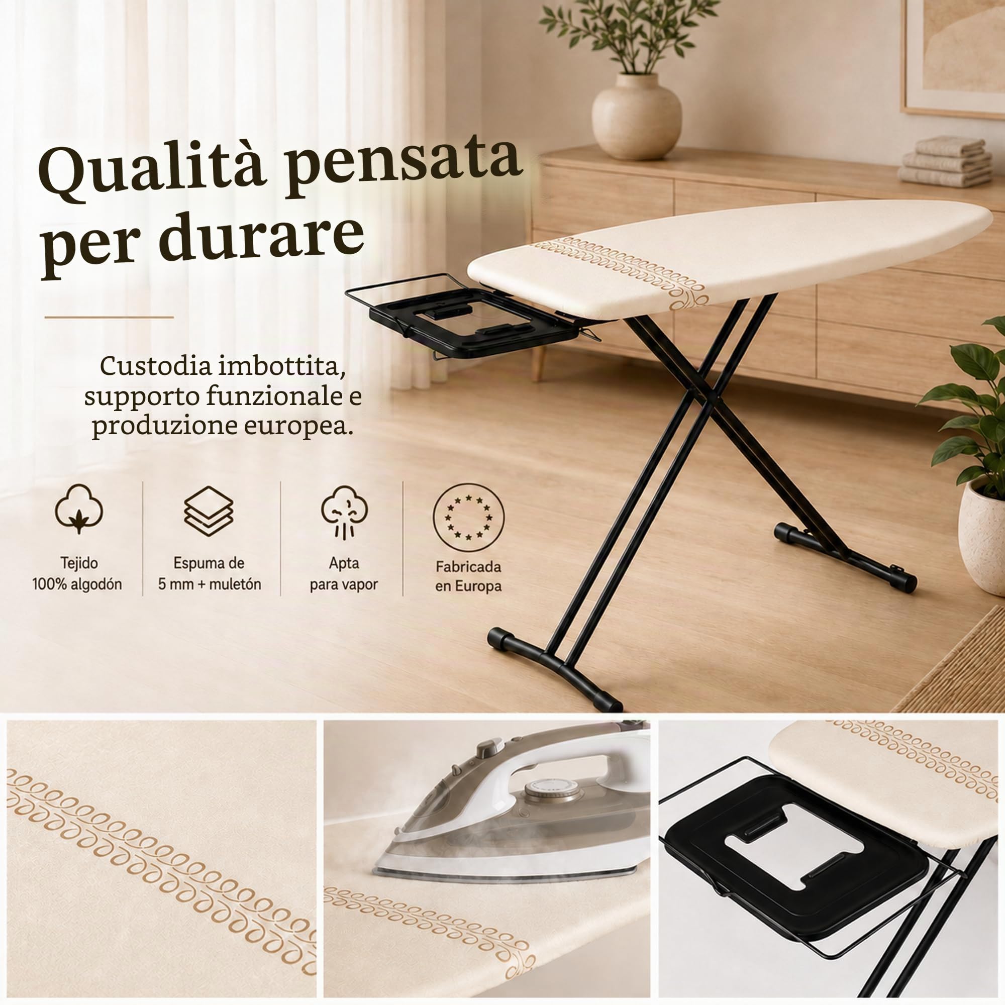 Asse da stiro professionale XXL StarBigVIP 130 x 47 cm – Uso intensivo, struttura rinforzata e stabile – Per ferro con caldaia