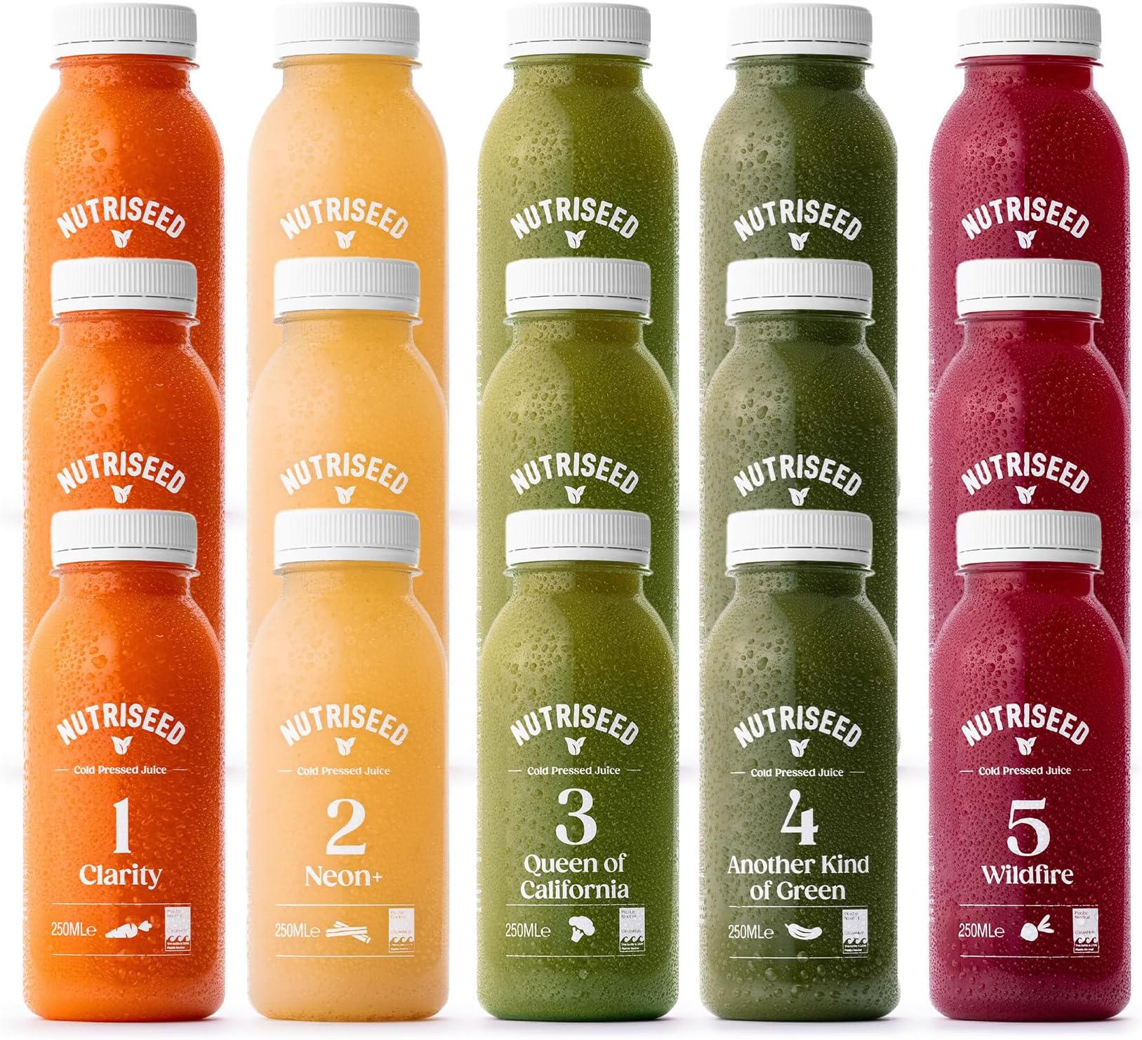 Nutriseed 3 Day Juice Cleanse (15 x 250ml) - Weight Management & Detox Cleanse Cold Pressed Juice, Healthy Diet, No Added Sugar or Preservatives, Vegan-Friendly, Dairy & Gluten-Free