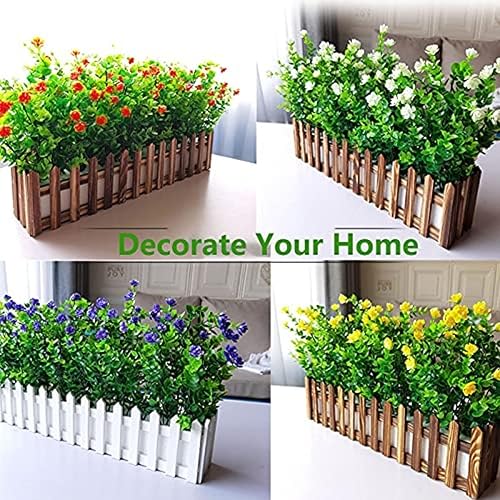 Miniatura 3 de 6 paquetes de flores artificiales de otoño para exteriores, plantas de plástico falsas resistentes a los rayos UV, arbustos artificiales, flores de