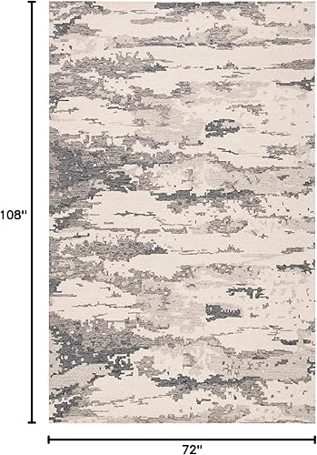Miniatura 2 de SAFAVIEH Abstract Collection - Alfombra de área de 6 x 9 pies, carbón y marfil, lana abstracta hecha a mano, ideal para zonas de alto tráfico en