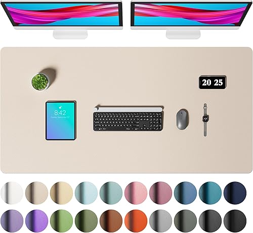 Miniatura 36 de Aothia - Protector de escritorio de cuero sintético, base para mouse, superficie antideslizante e impermeable para escribir y para laptop, para